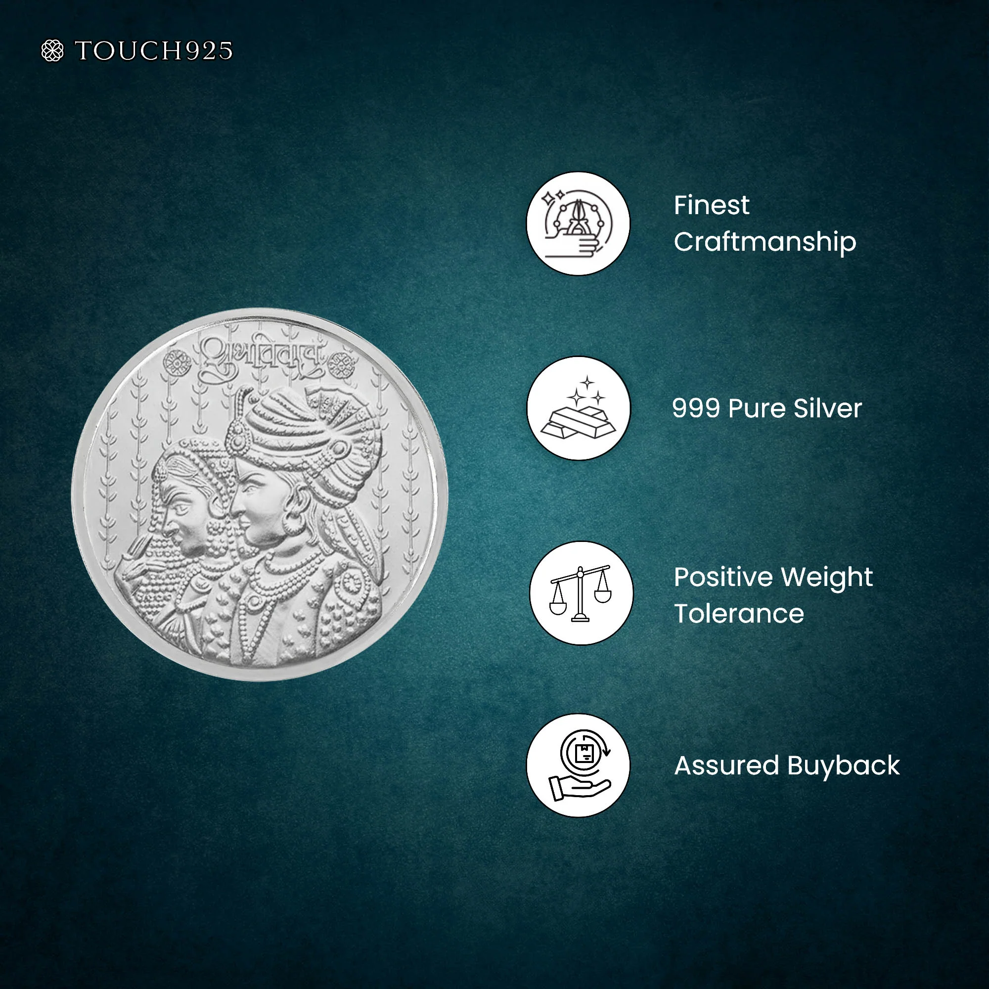 1g Shubh Vivaah 999 Silver Coin