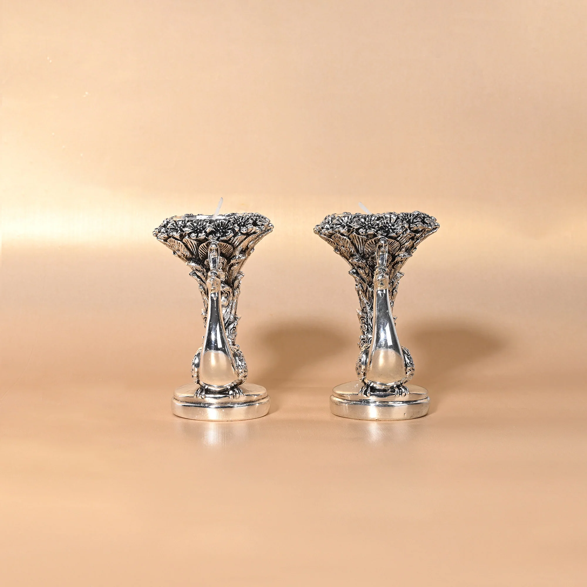 999 Silver Designer Peacock Candle Holder - Image 4