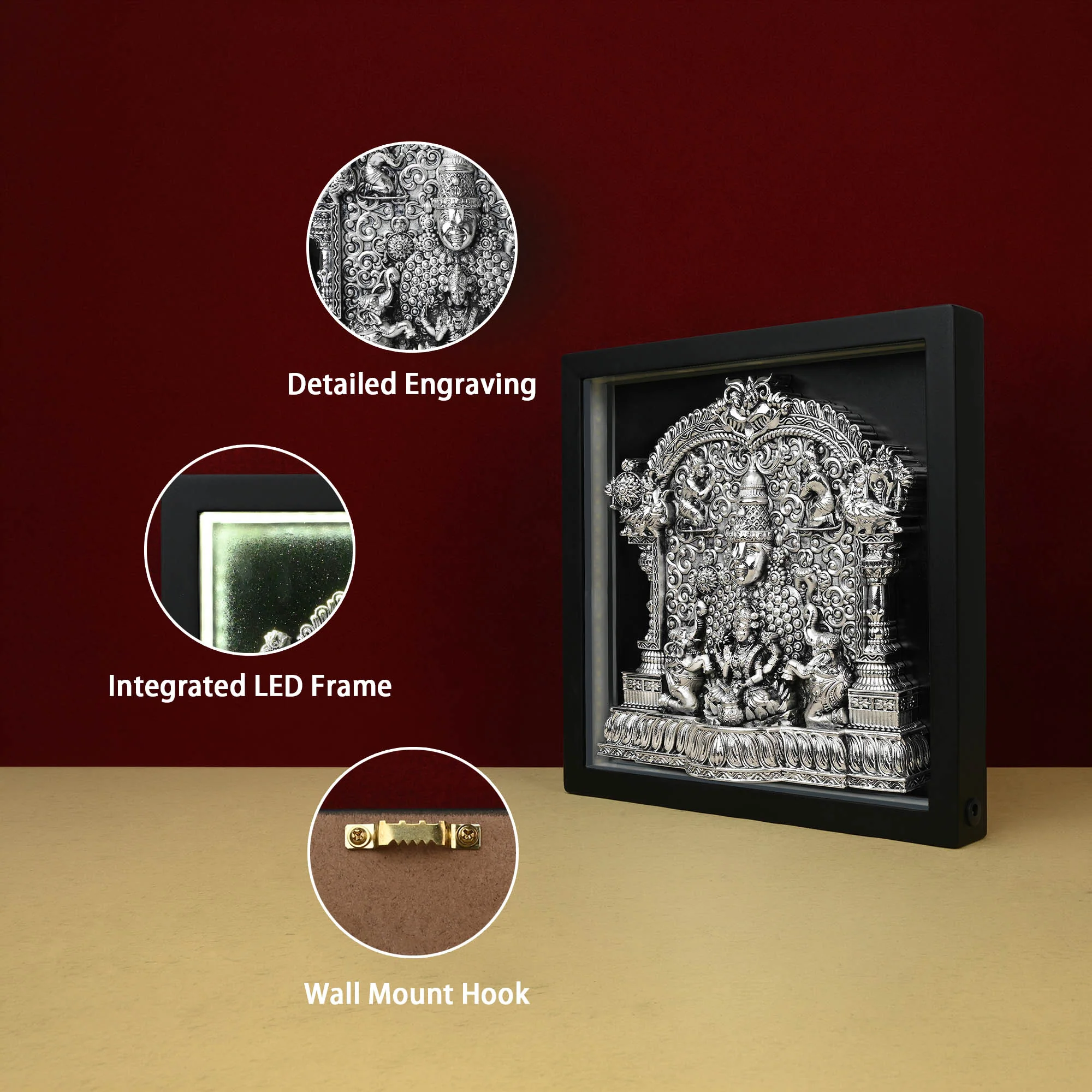 999 Silver Lakshmi Venkateshwar LED Frame - Image 3