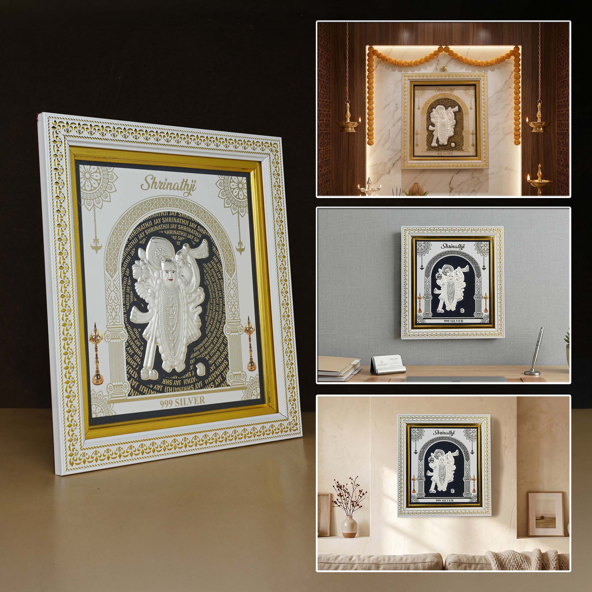 999 Silver Shrinathji Wall Frame - Image 6