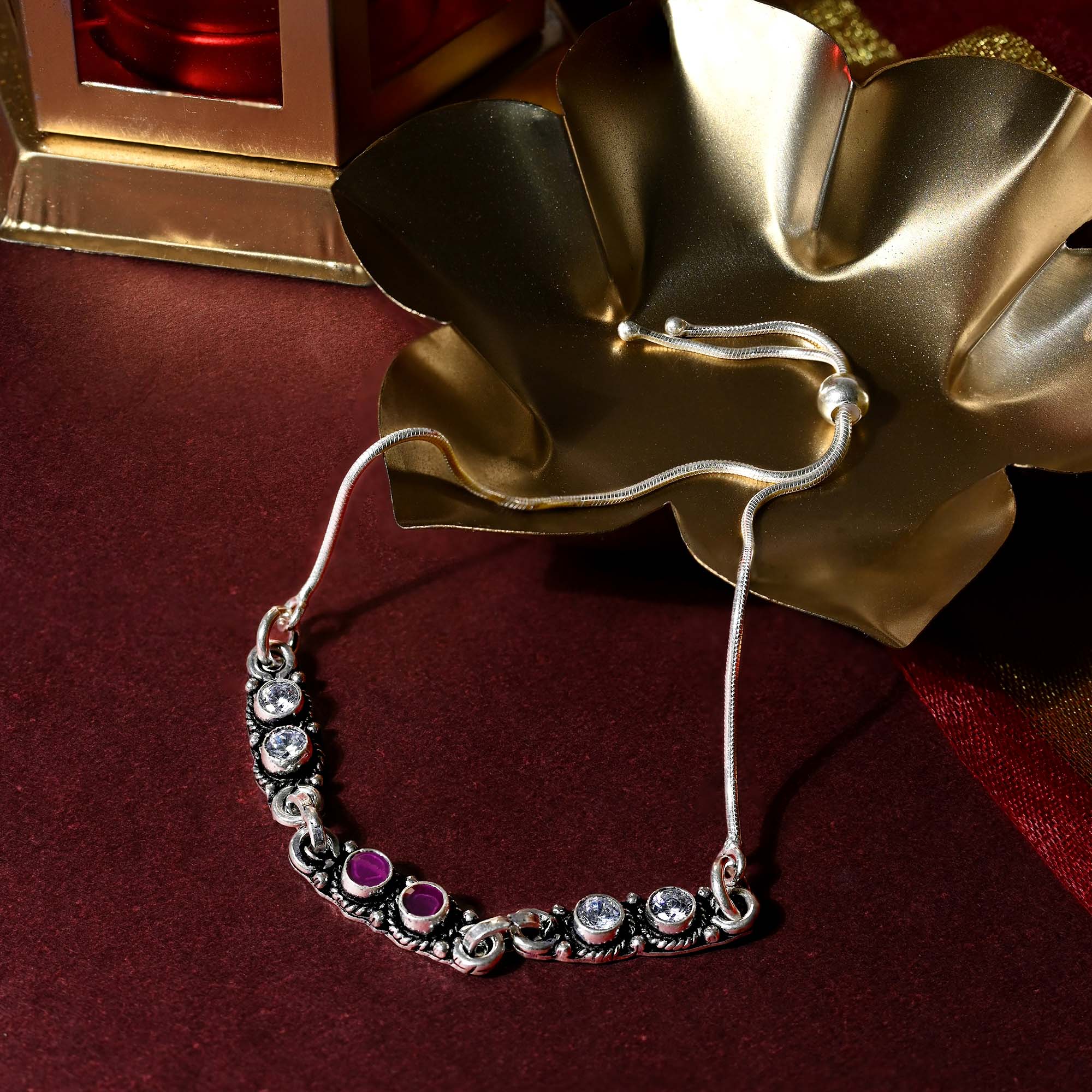 Adjustable Stone-Studded Anklet - Image 2