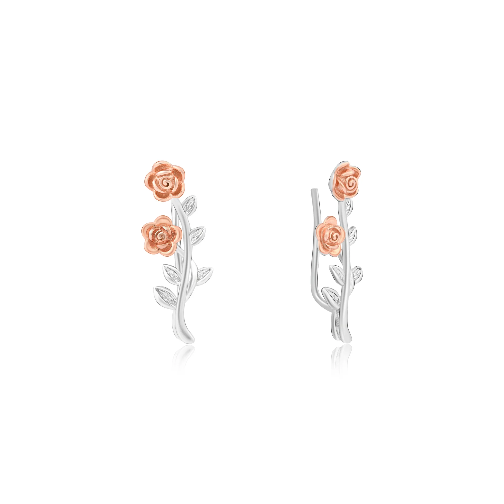 Blooming Rose Vine Silver Stud Earrings - Image 2