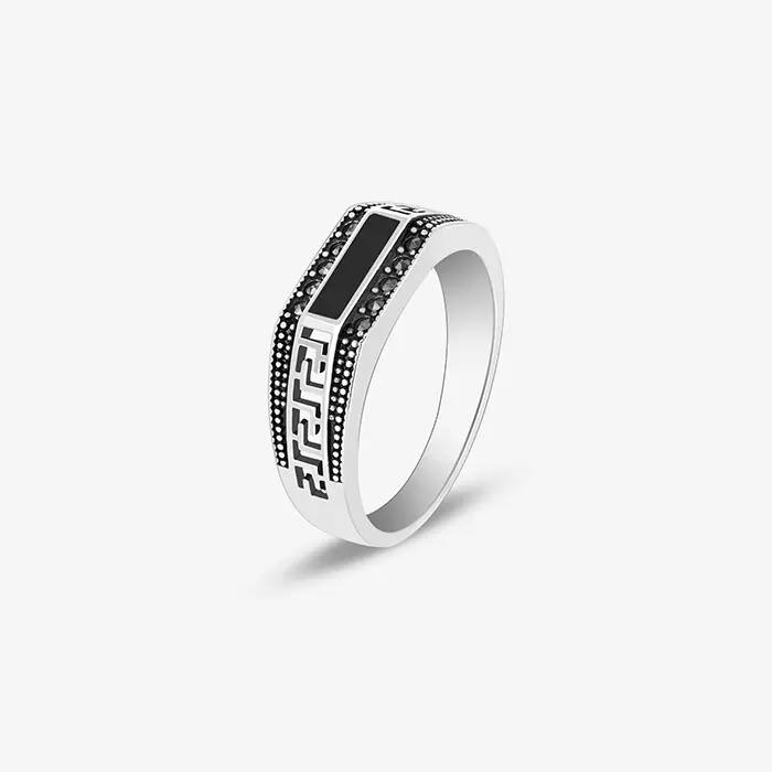 Bohemian Black Stone Men's Ring - Image 4