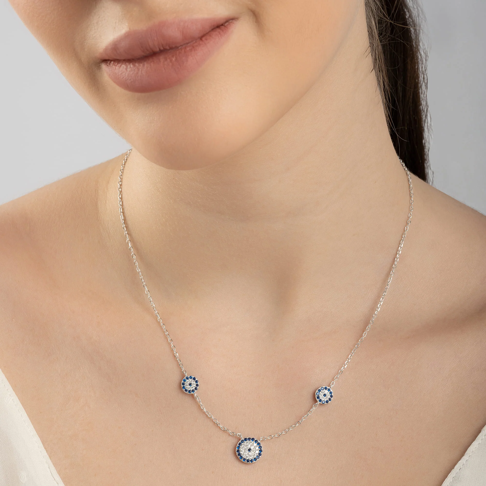 Circular Blue Floral Necklace - Image 4