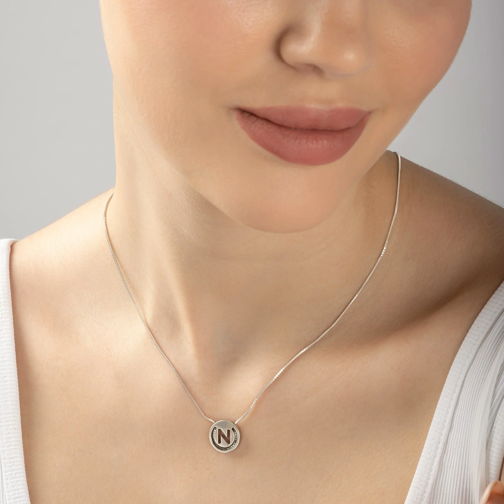 Circular Initial 'N' Necklace - Image 5