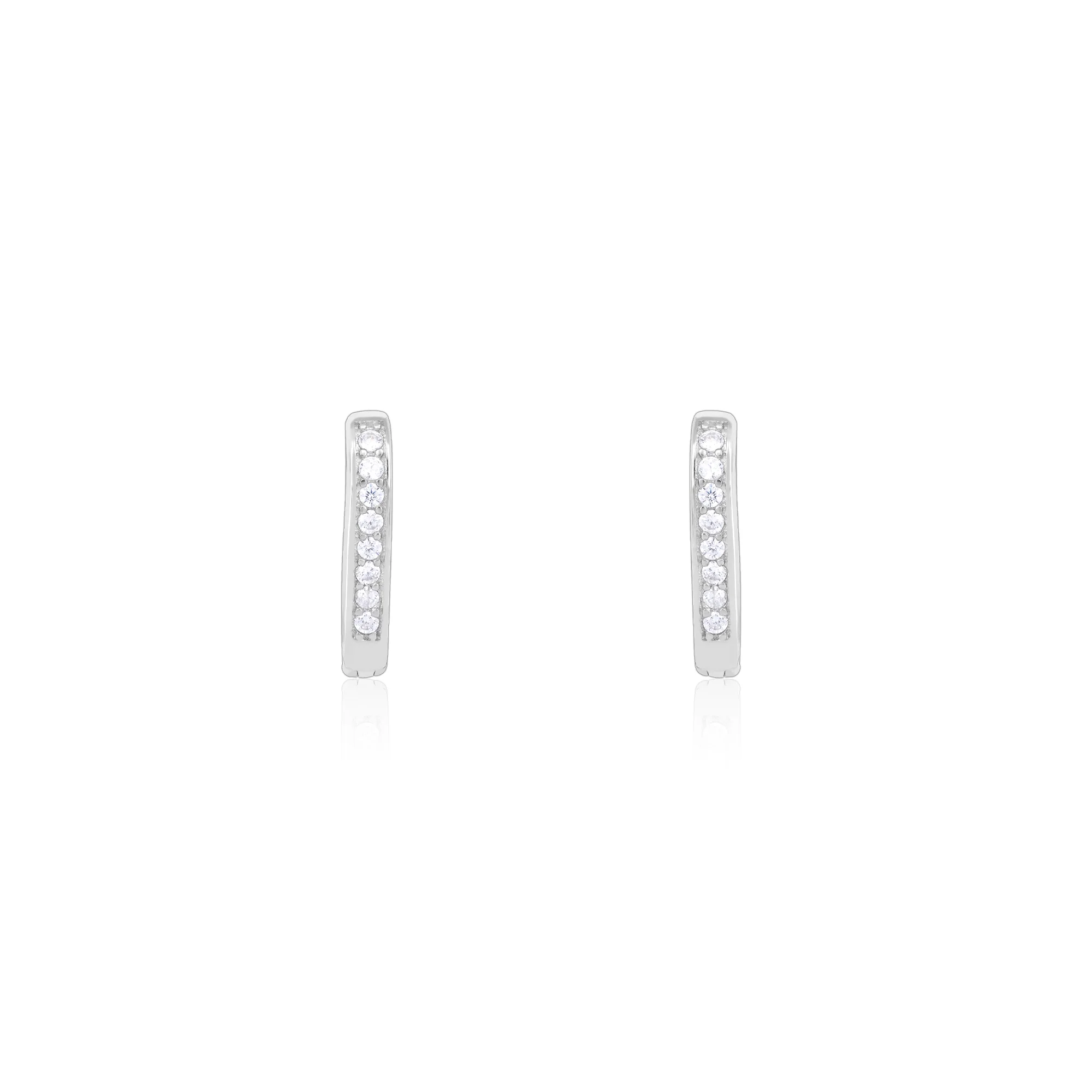 Classic Triangular CZ Silver Hoops - Image 4