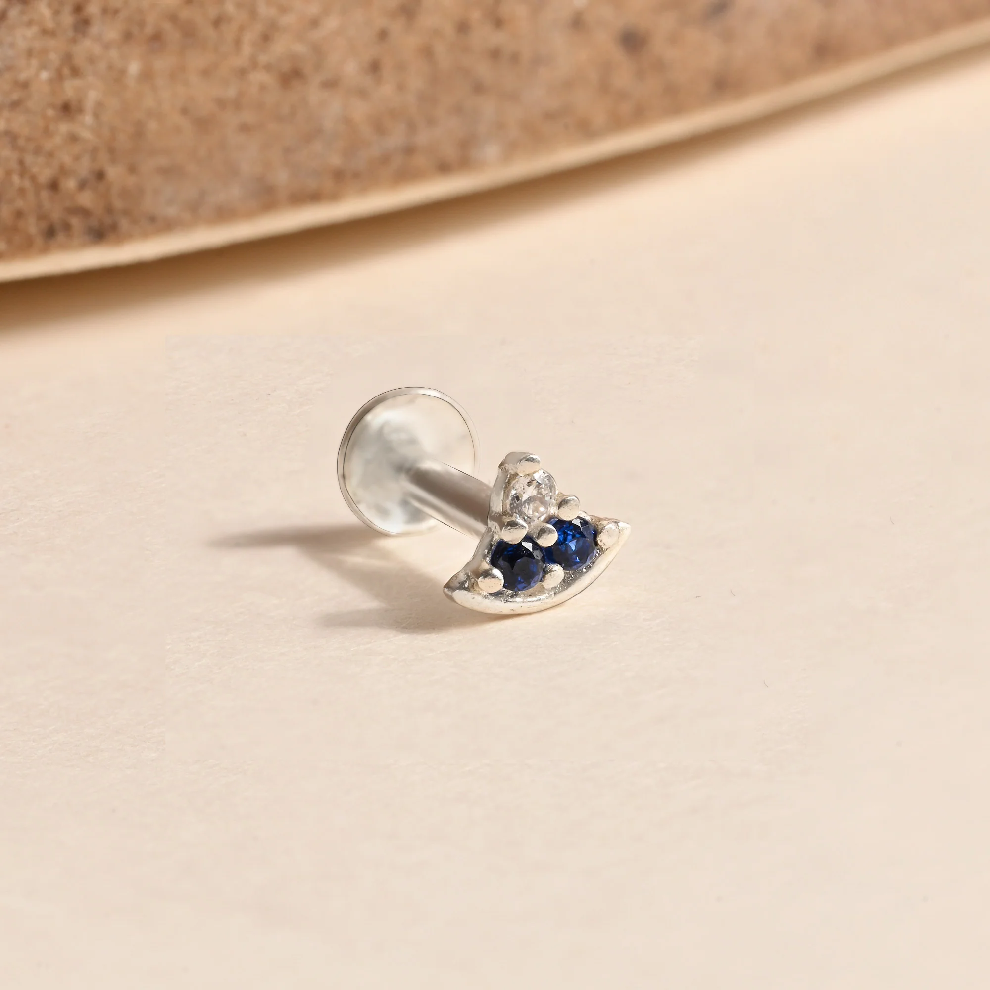 Crescent Sparkle Silver Nose Pin - Image 17