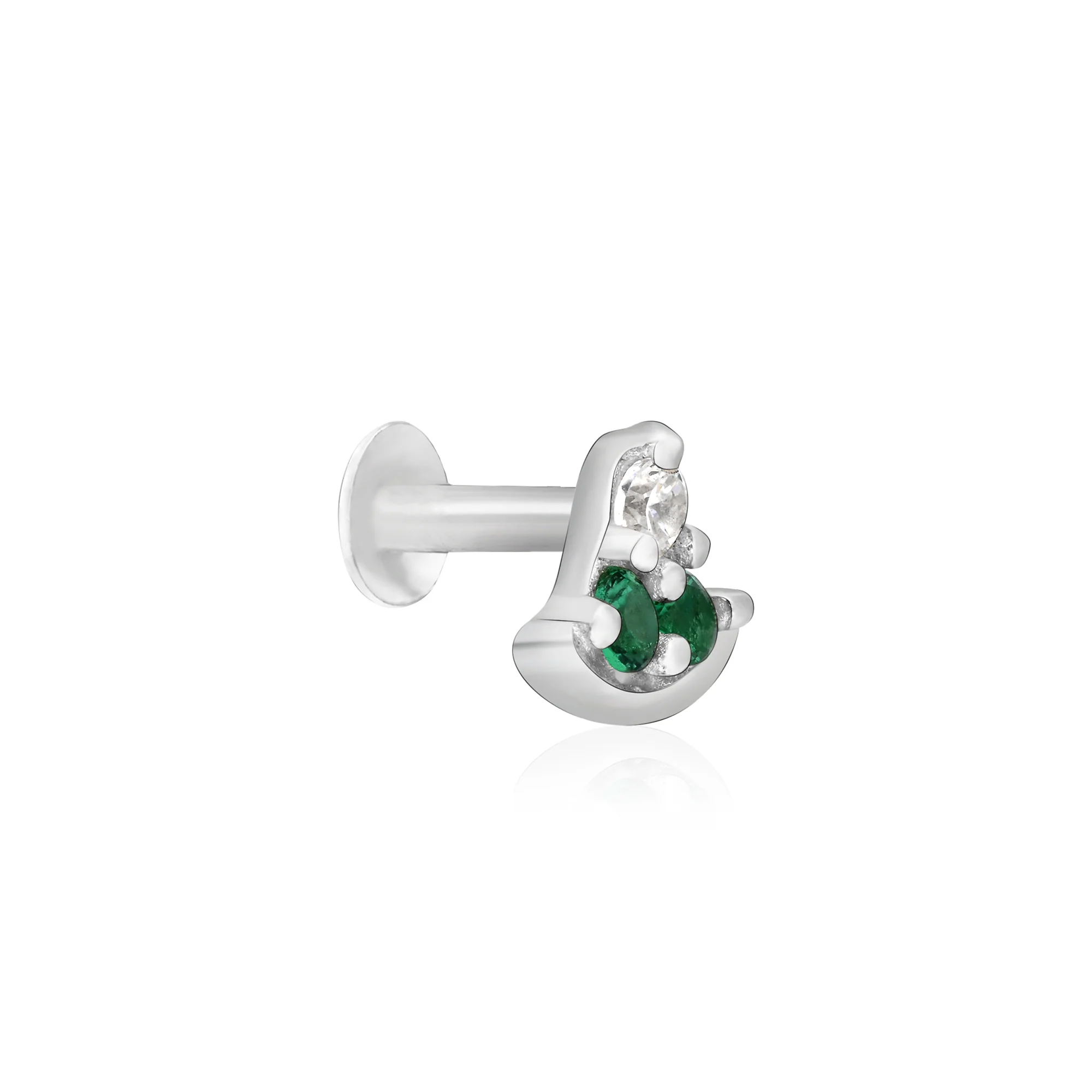 Crescent Sparkle Silver Nose Pin - Image 7