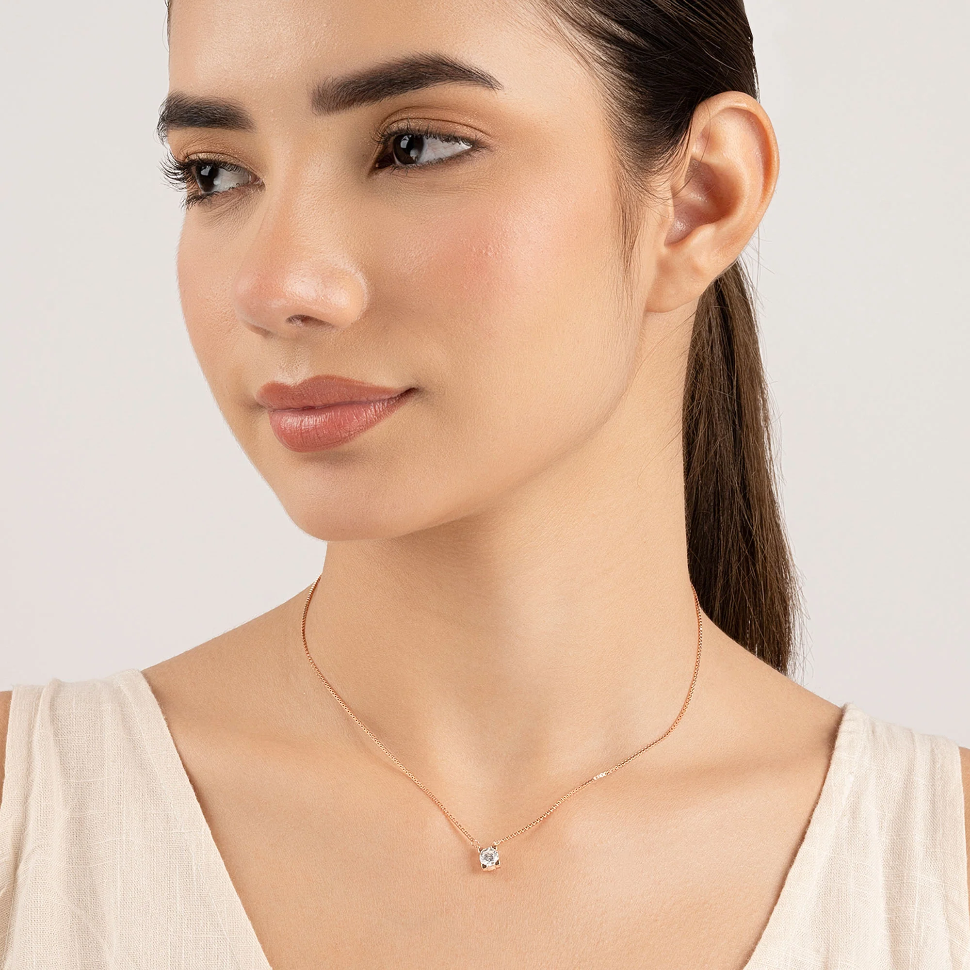 Crystal Solitaire Necklace - Image 4