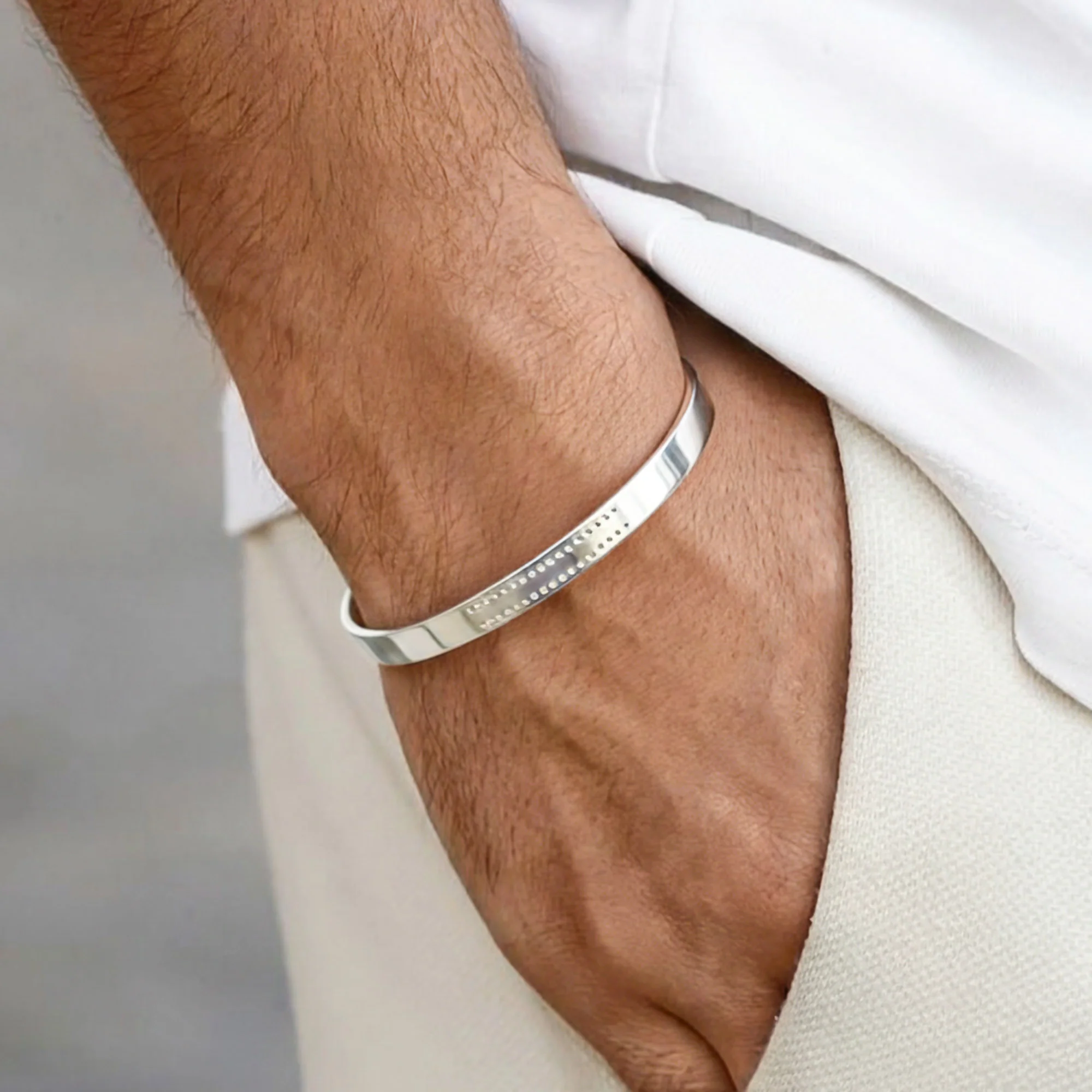 Dual-Row Dot Silver Kada - Image 3