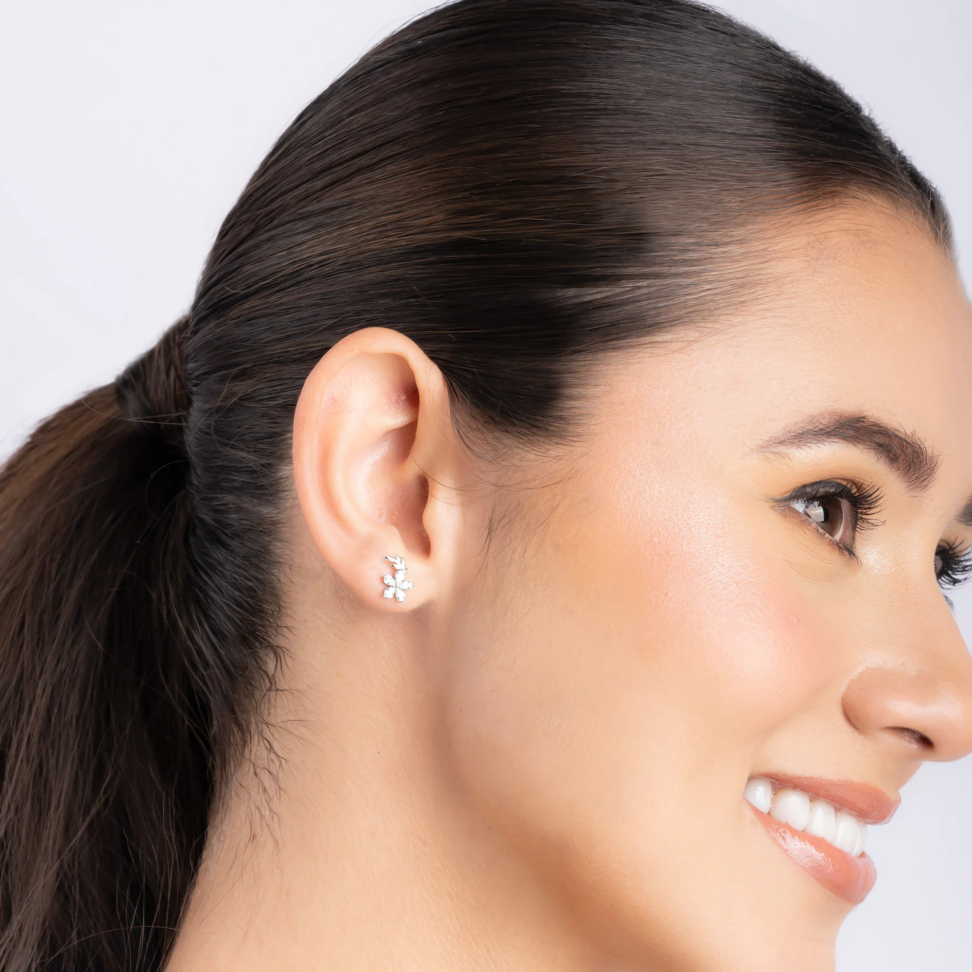 Floral CZ Stud Earrings - Image 12