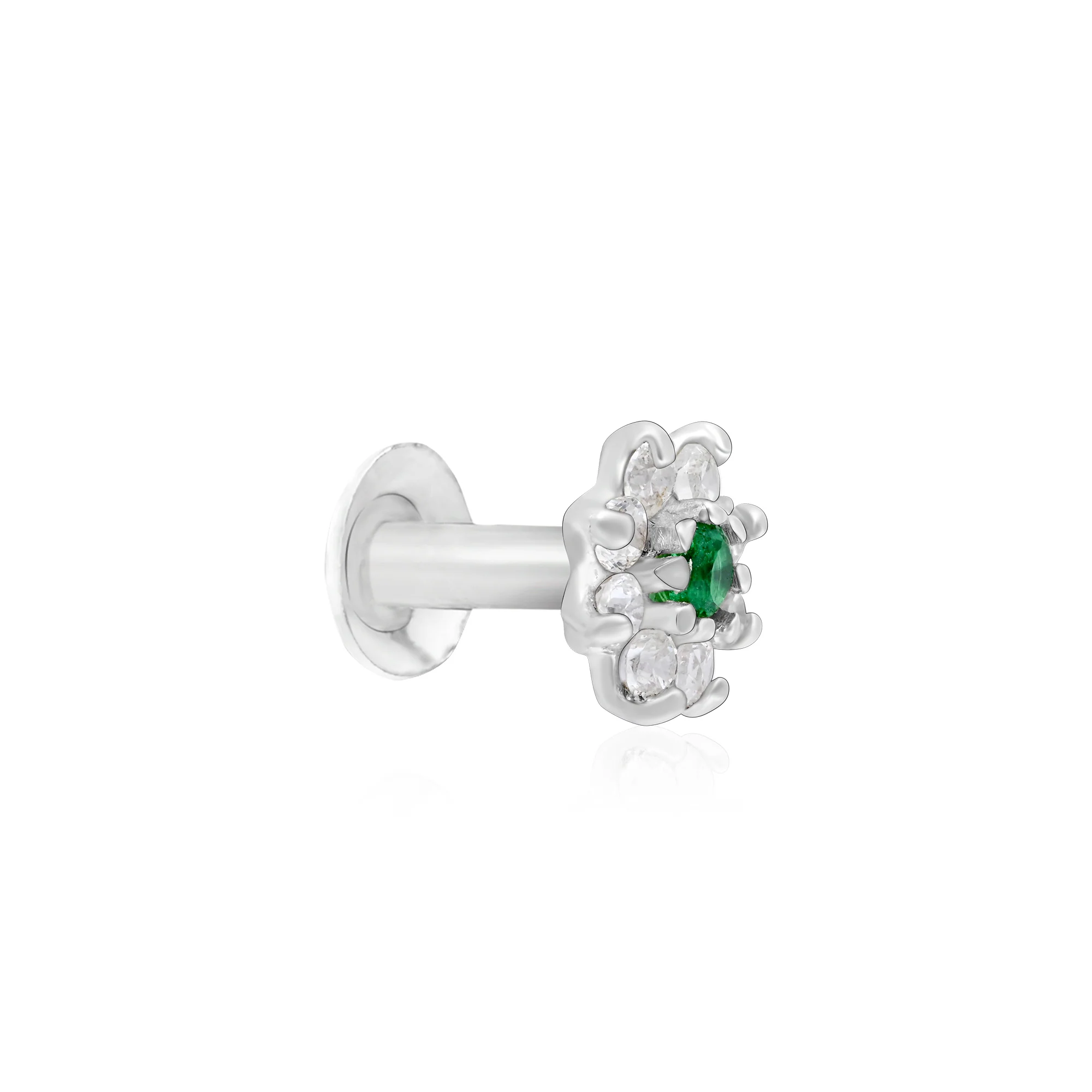 Flower Shape Silver Nose Pin - Image 2