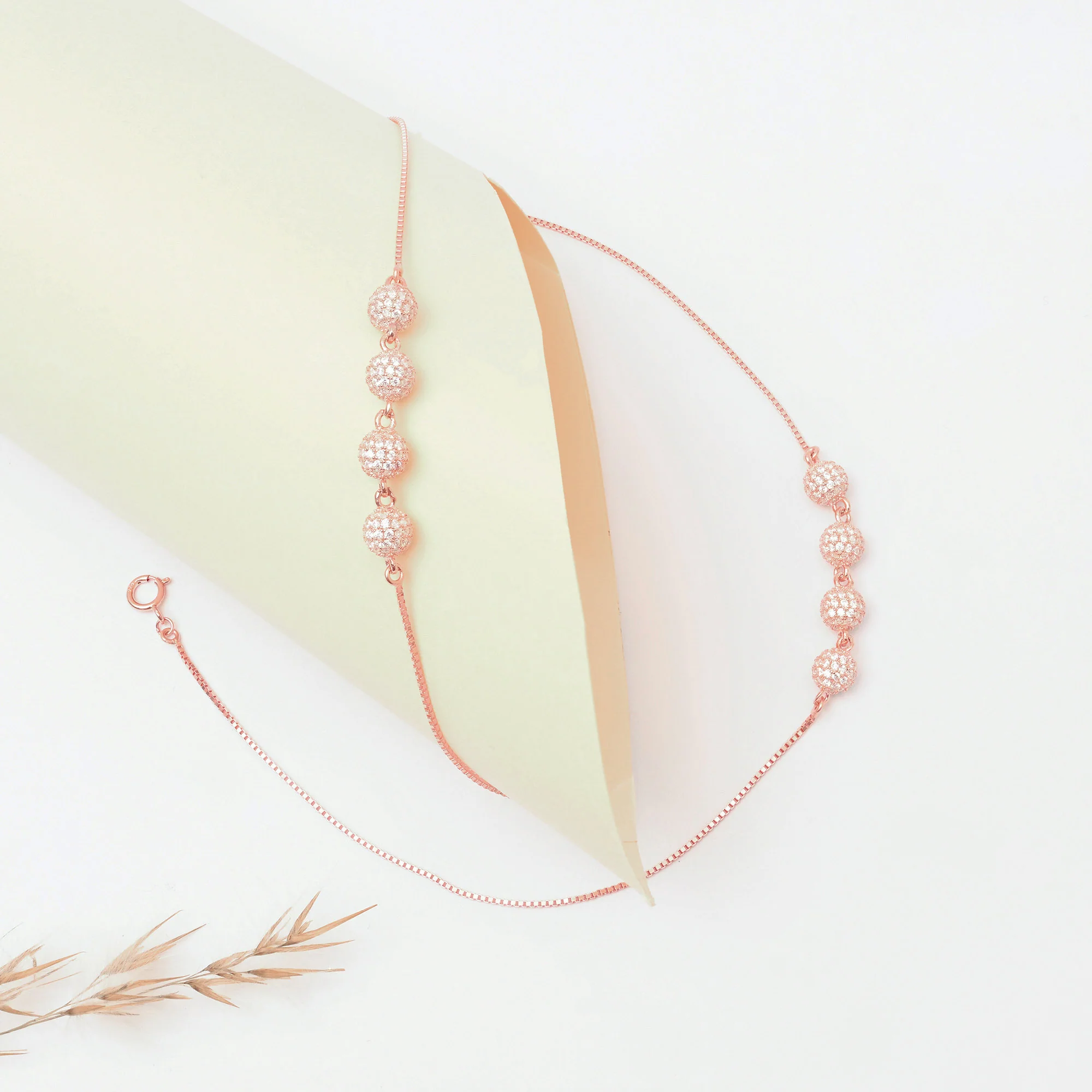 Glint Bead Silver Anklet - Image 15
