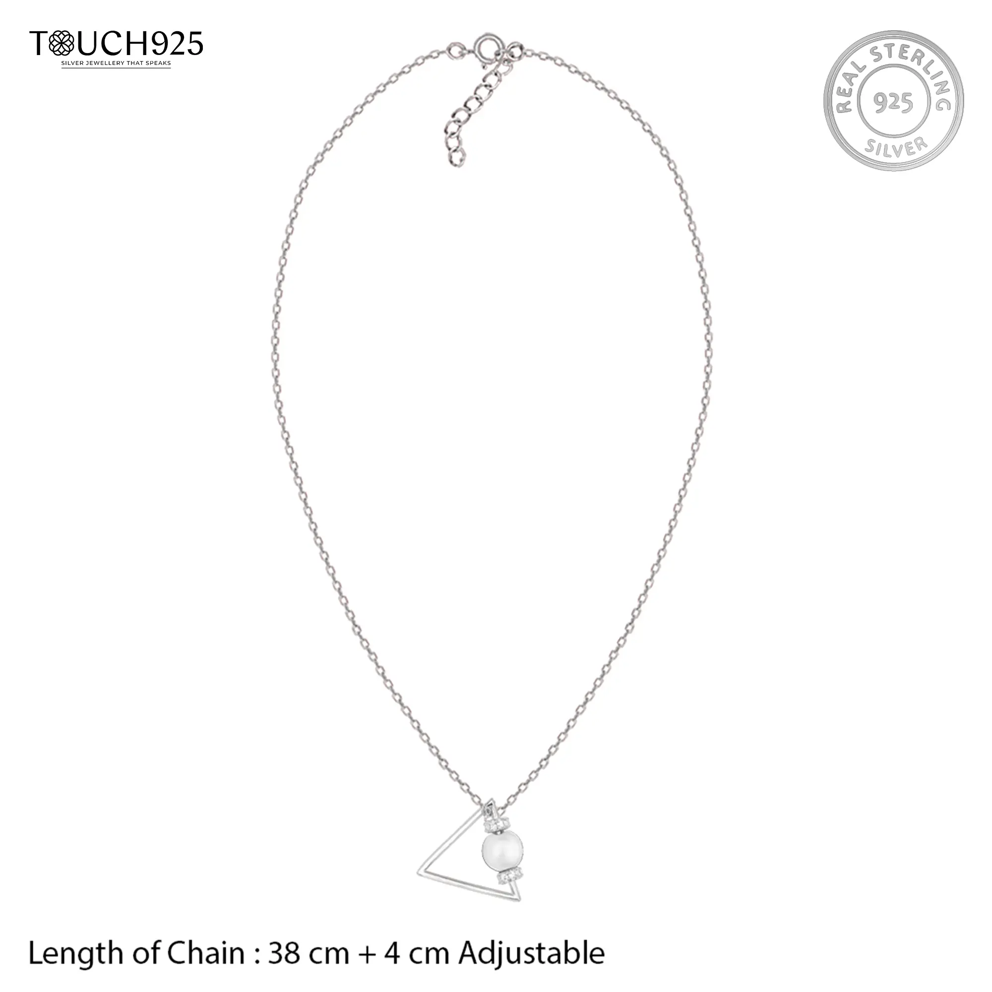 Graceful Triangle Pearl Necklace - Image 5