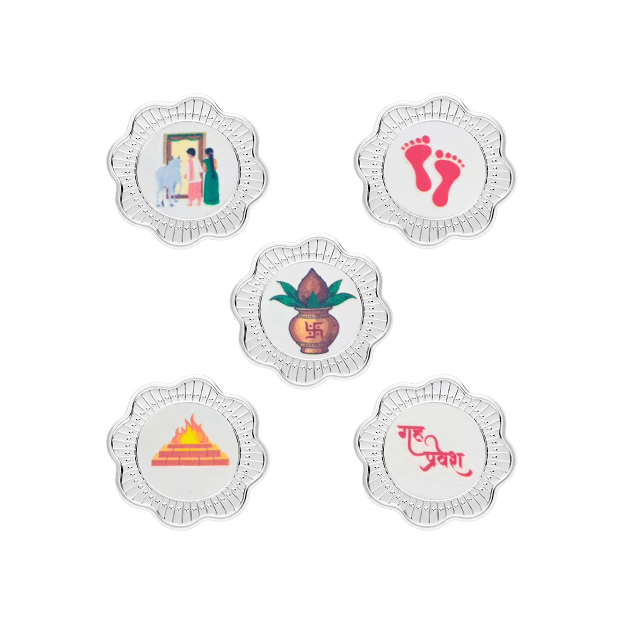 Griha Pravesh 999 Silver Coin Box (5 Coins) - Image 2