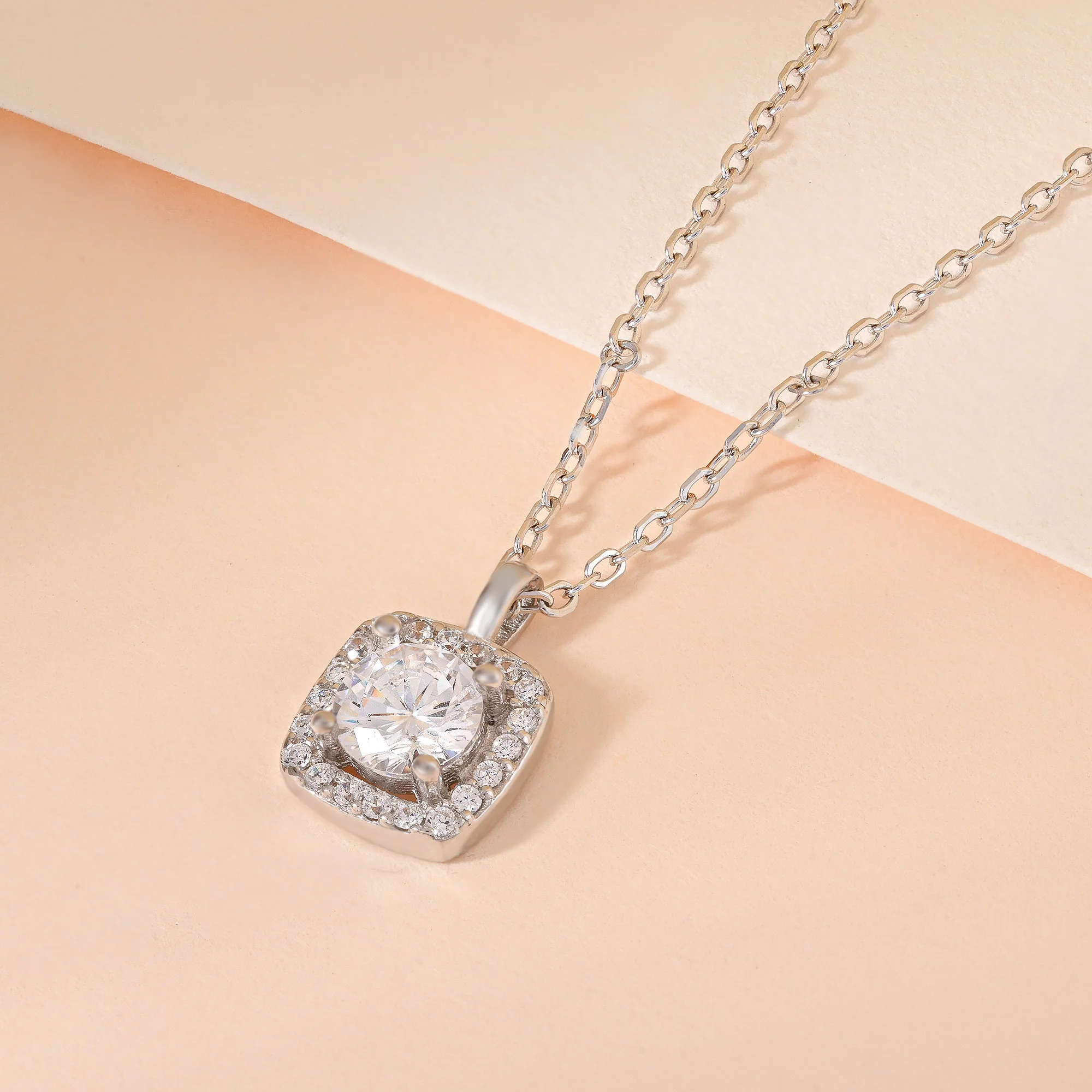 Halo-Set CZ Pendant Chain - Image 3