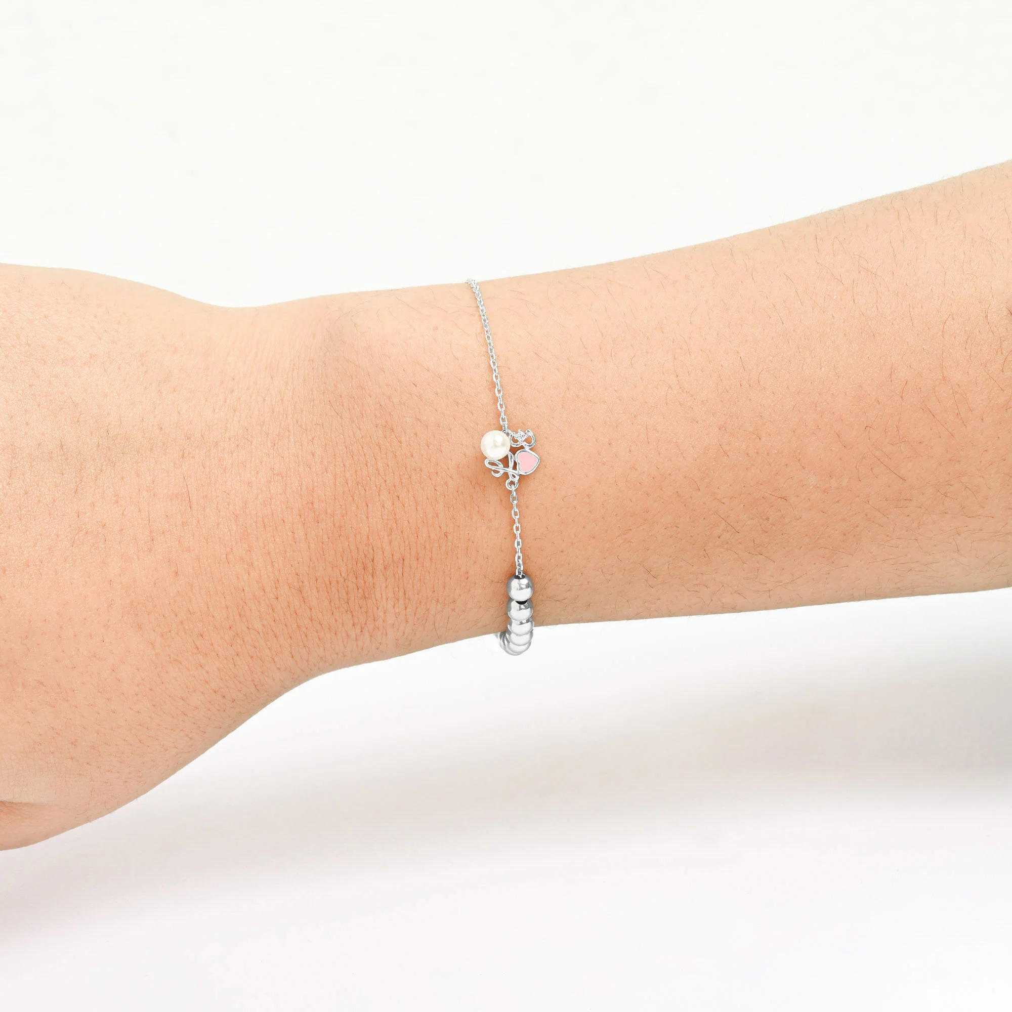 Heart Bead Silver Bracelet - Image 4