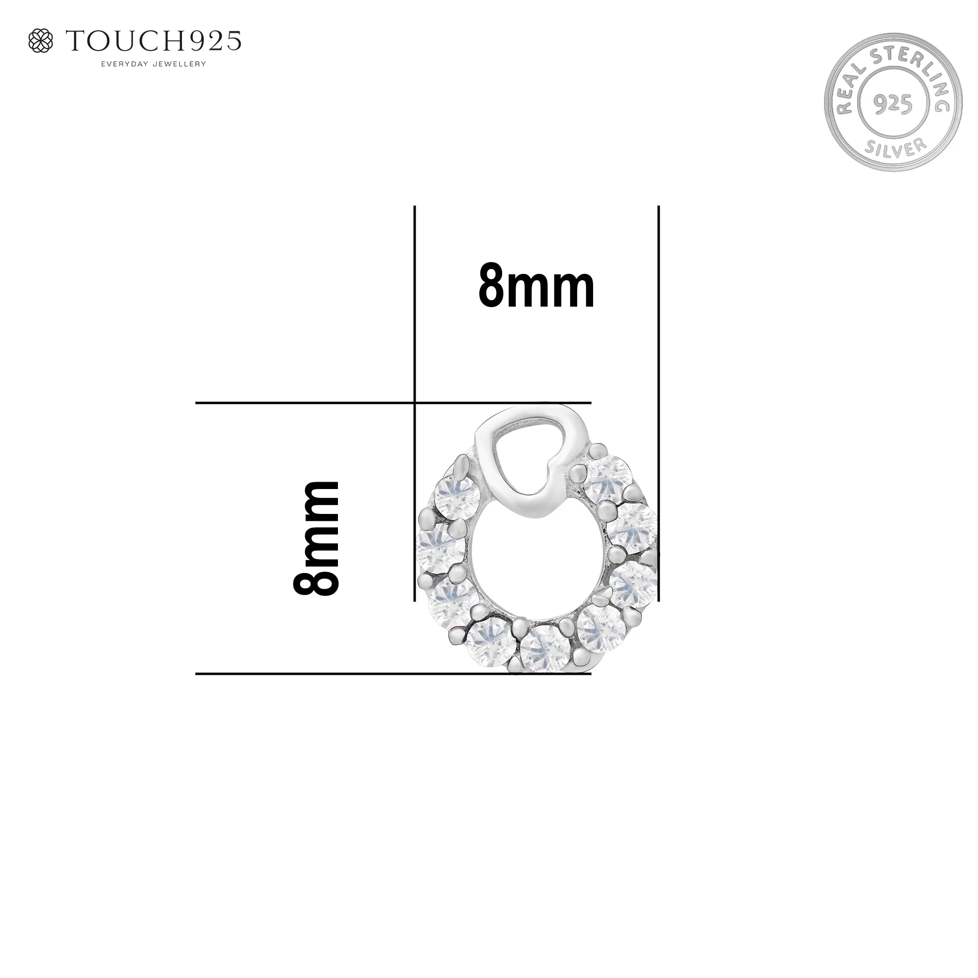 Heart Loop CZ Silver Nose Pin - Image 18
