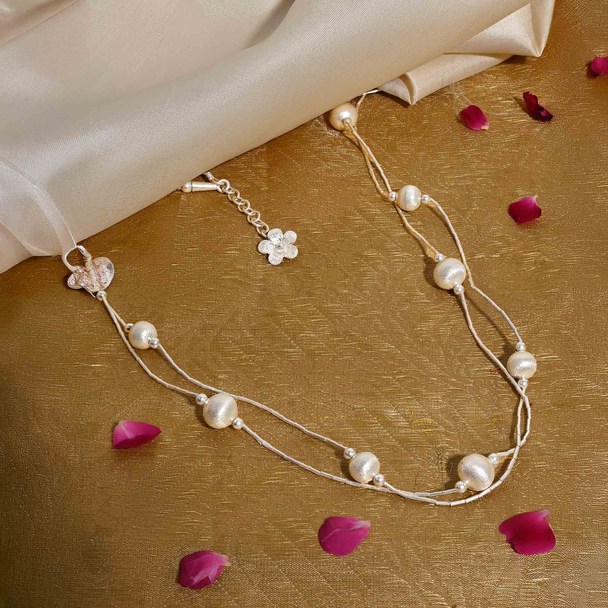 Layered Beaded Silver Necklace - Image 2