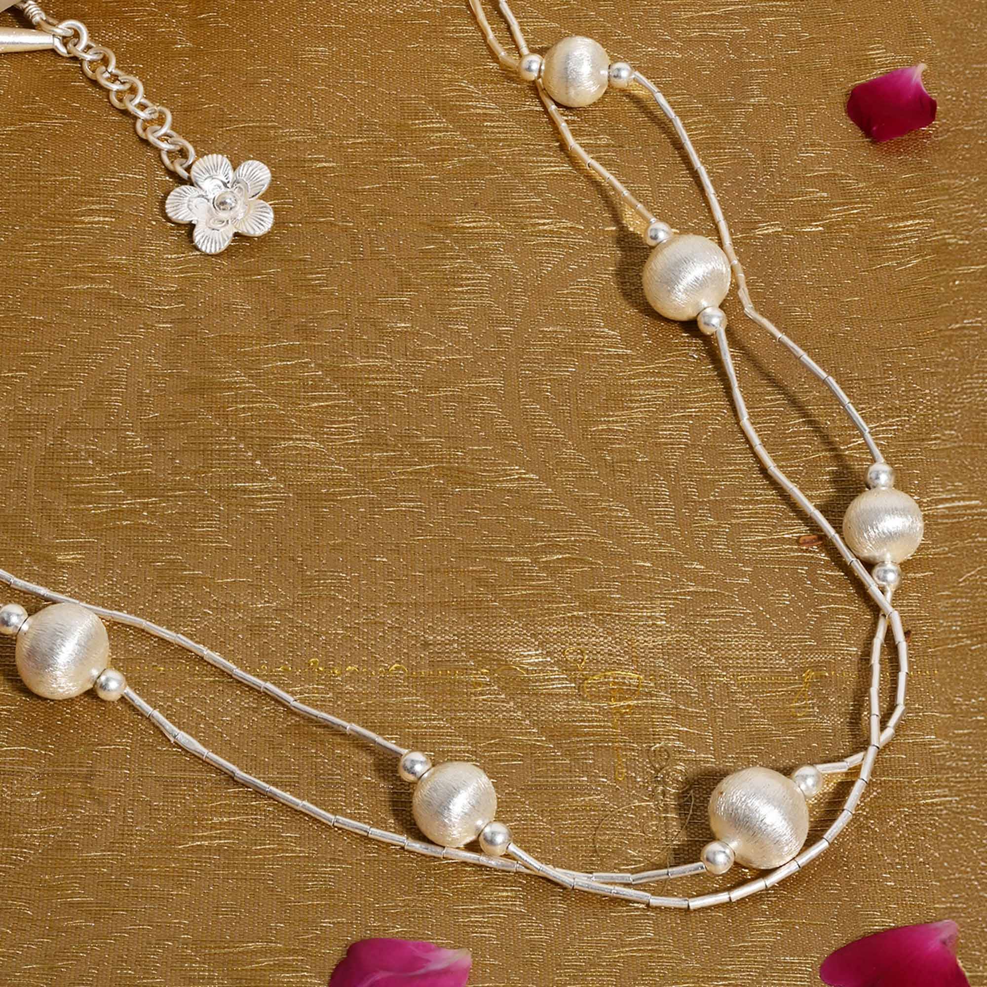 Layered Beaded Silver Necklace - Image 4