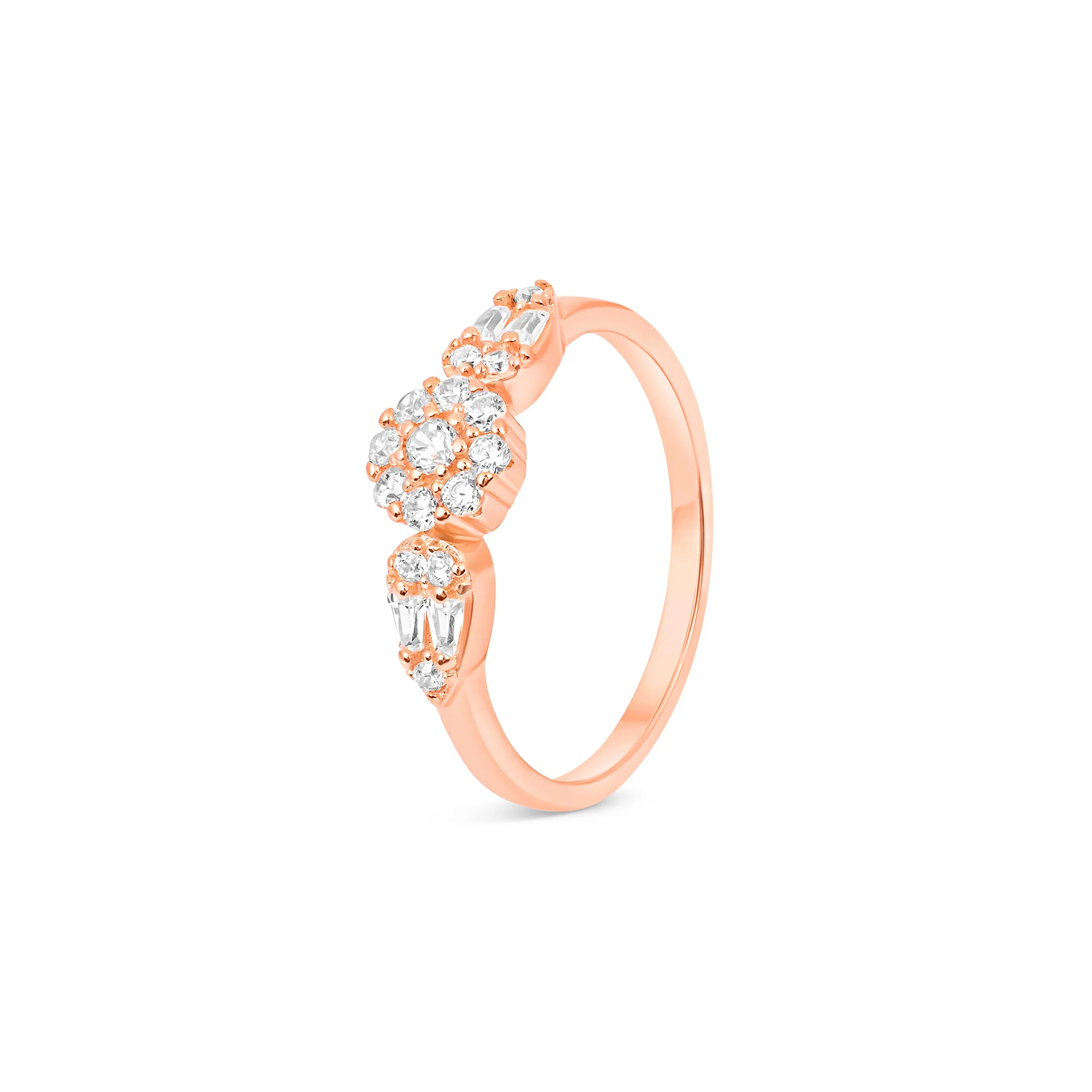 Leaf Accent Cluster CZ Silver Ring - Image 9