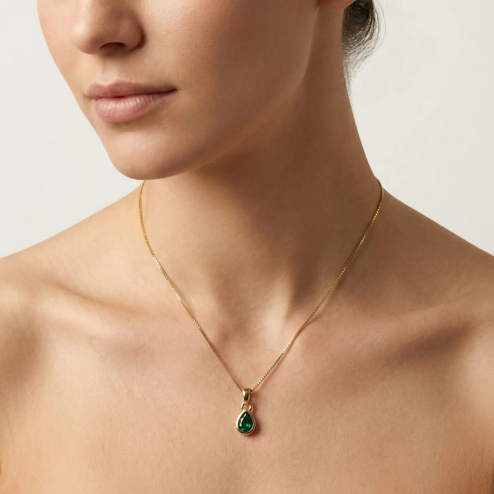 May Birthstone Silver Necklace - Image 6