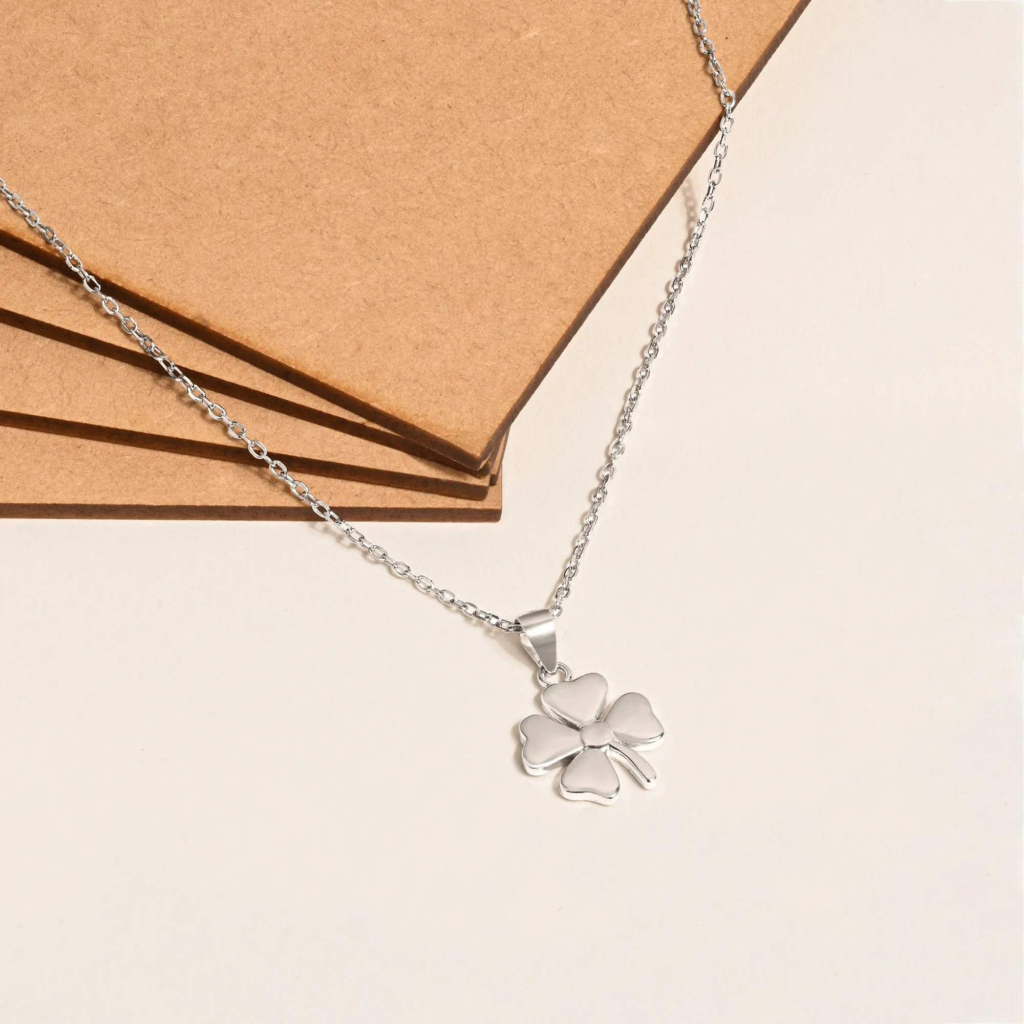 Minimal Clover Charm Necklace - Image 3