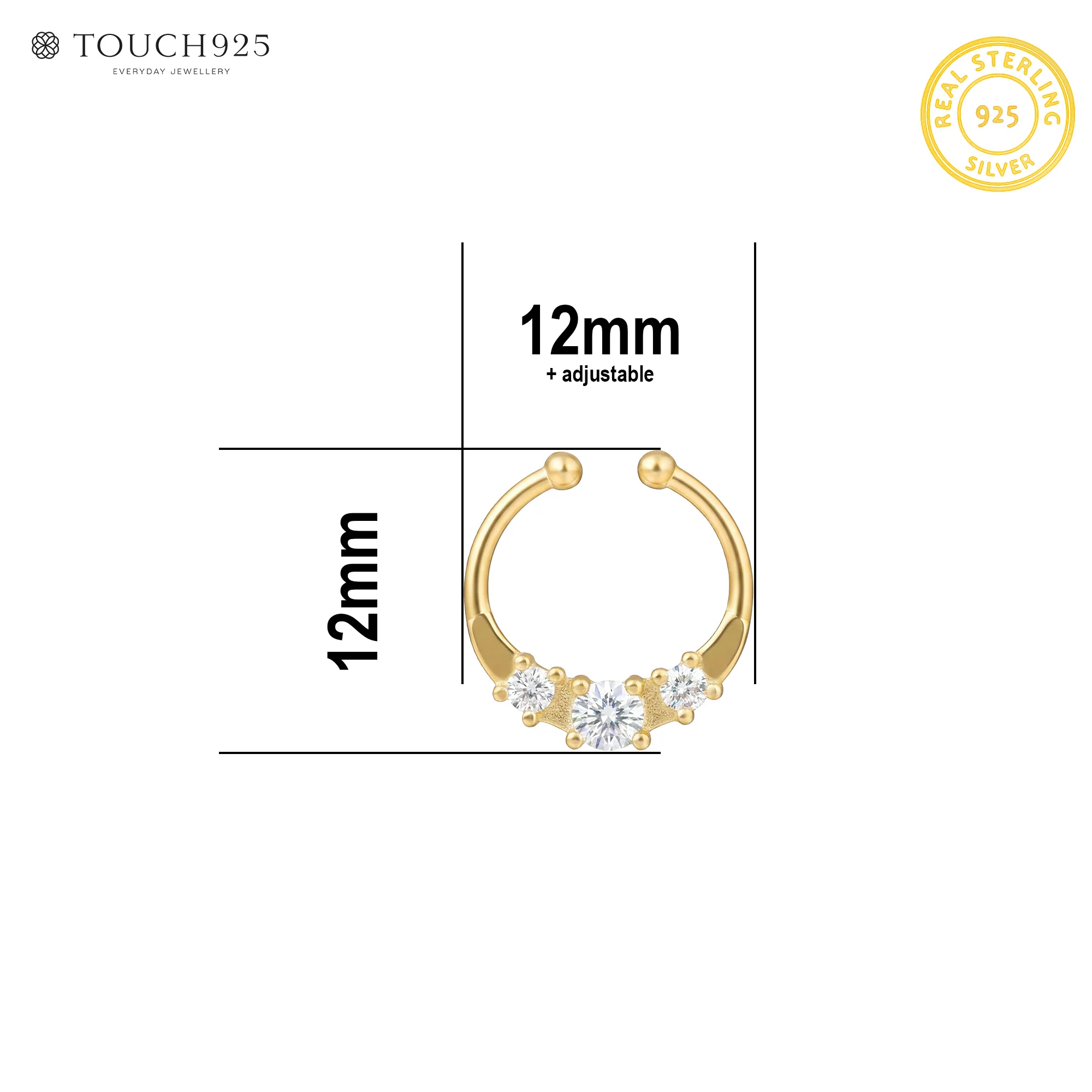 Minimal CZ Arc Septum Nose Ring - Image 7