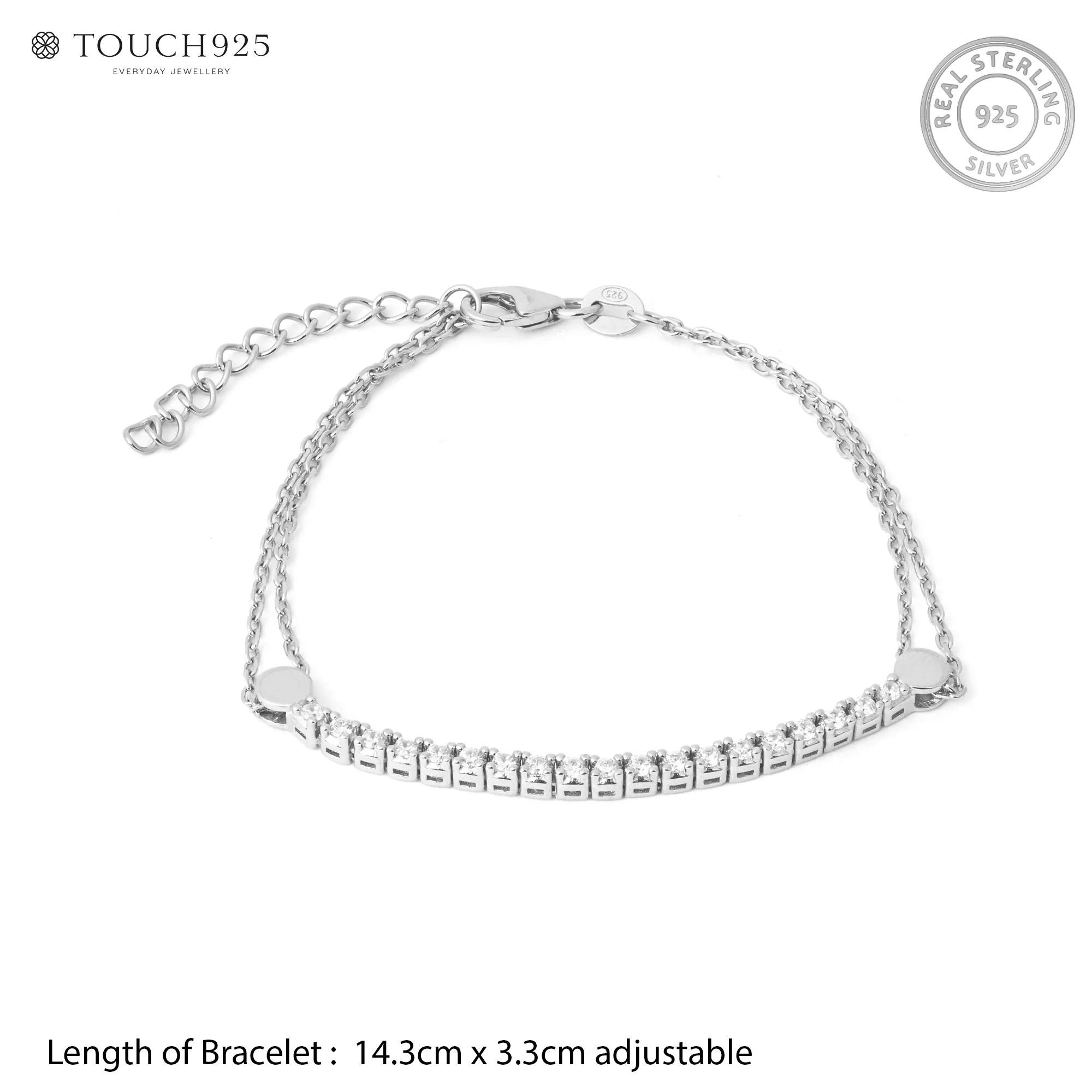 Minimal CZ Bar Silver Bracelet - Image 5