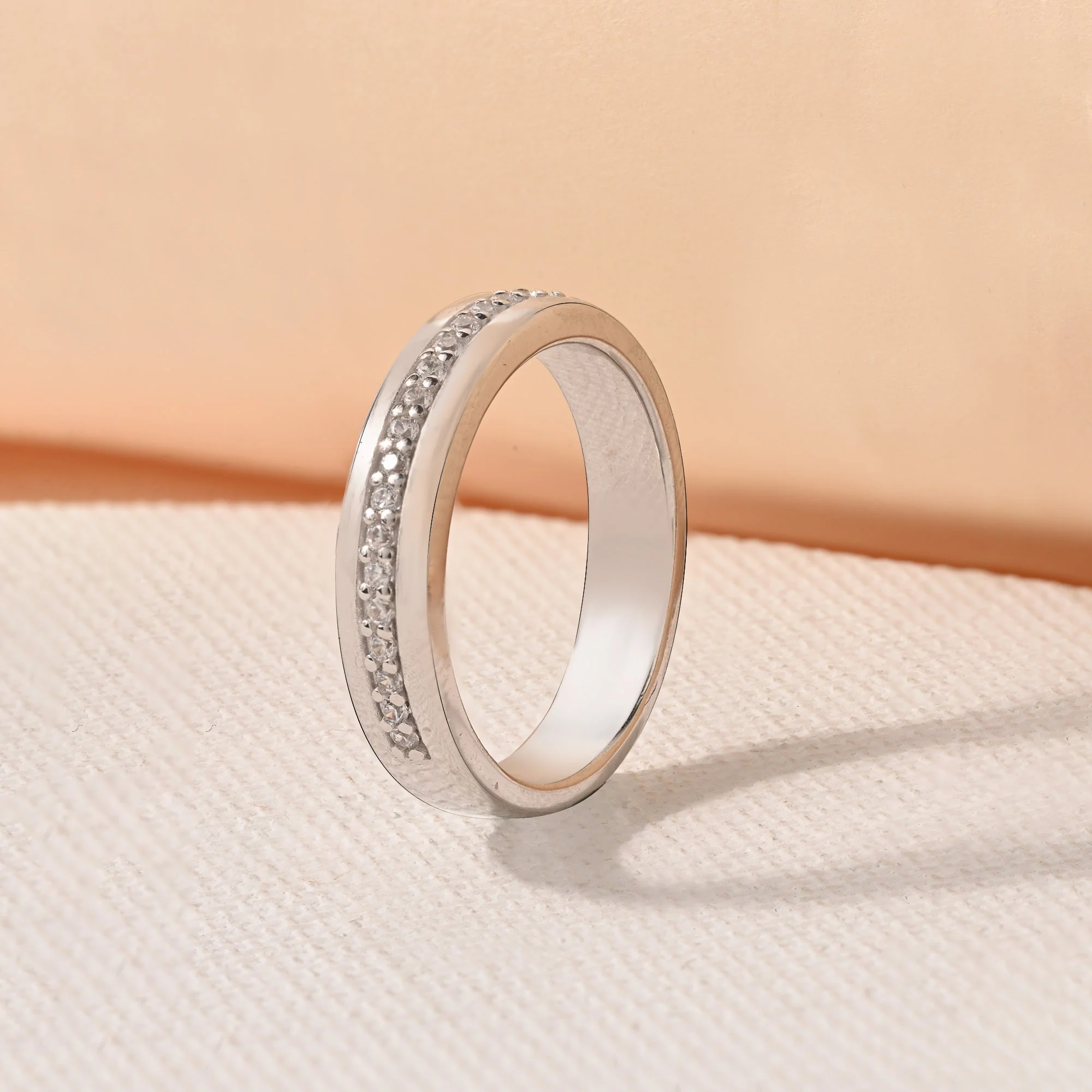 Minimal Line Silver Band Ring