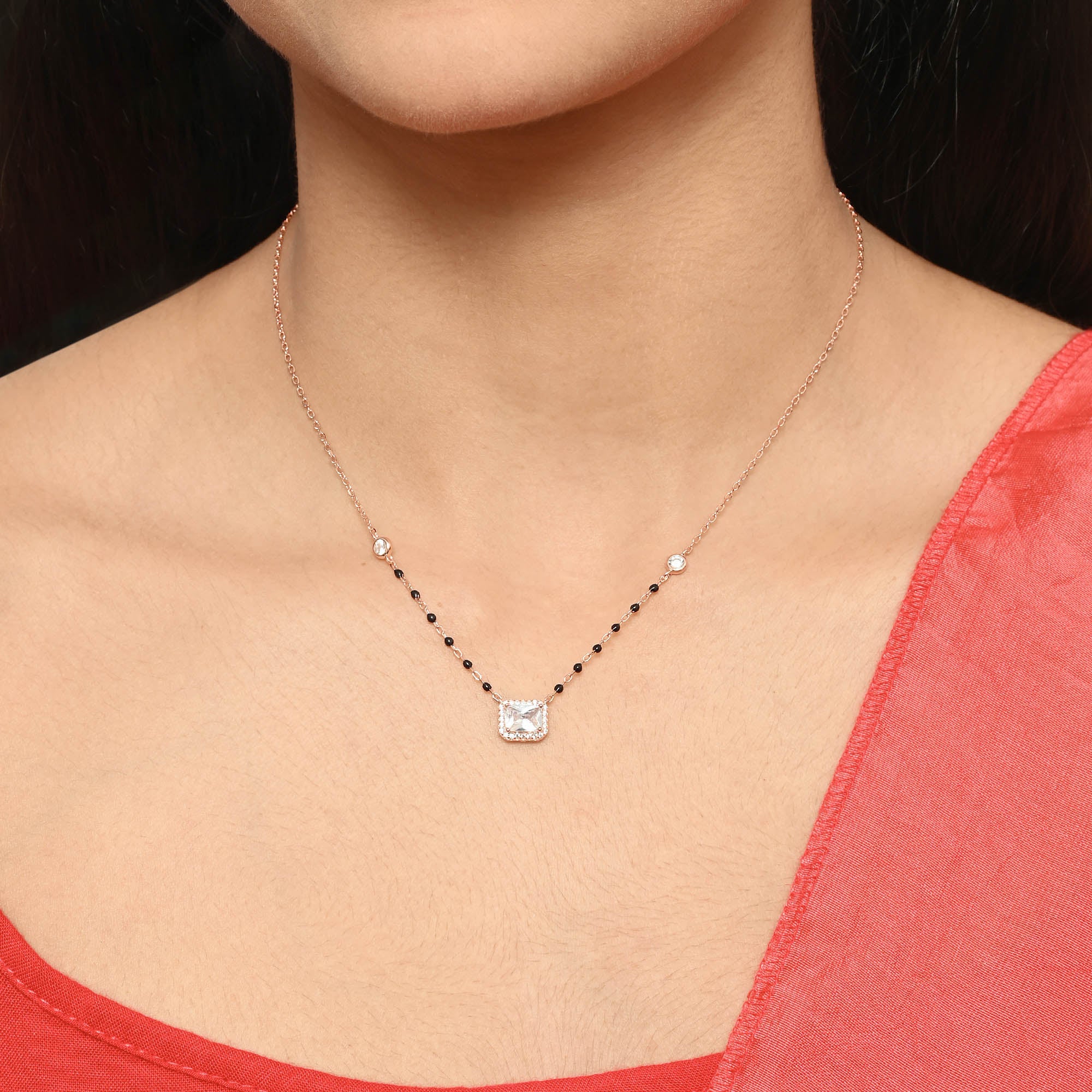 Minimal Square Halo Mangalsutra - Image 10