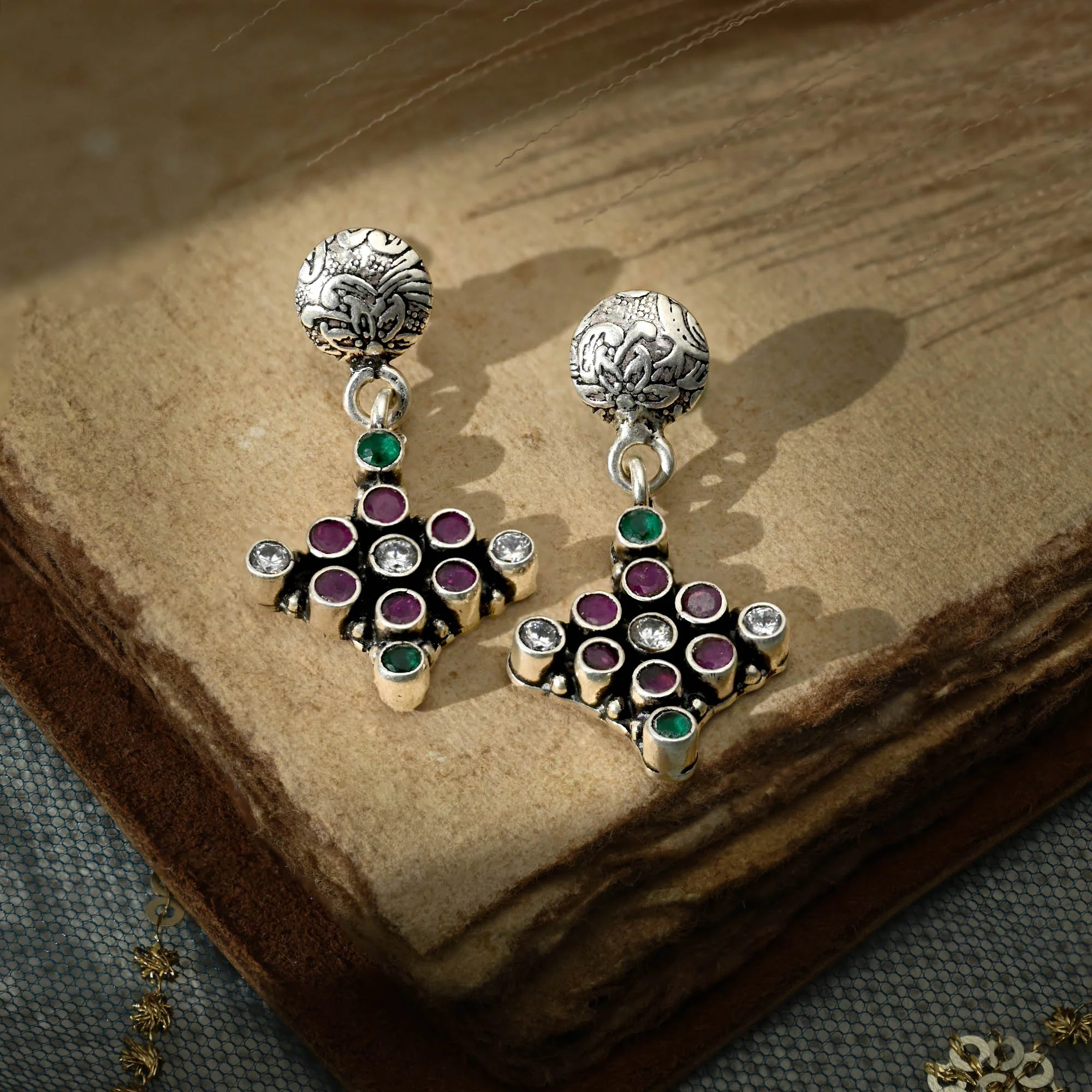 Multi-Stone Cluster Earrings - Image 2