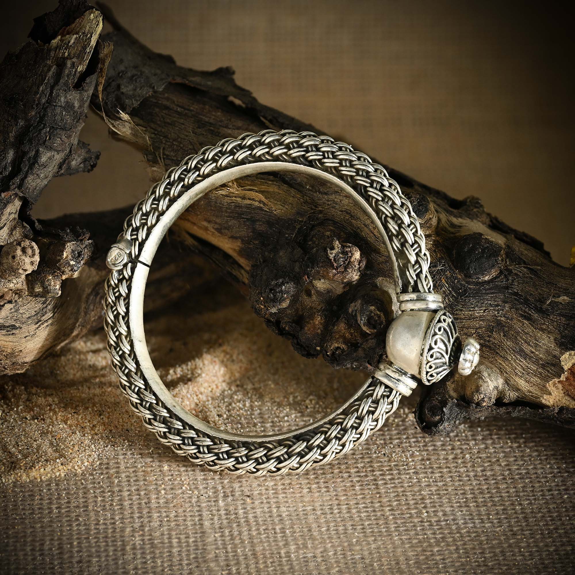 Ornamental Woven Silver Kada - Image 2