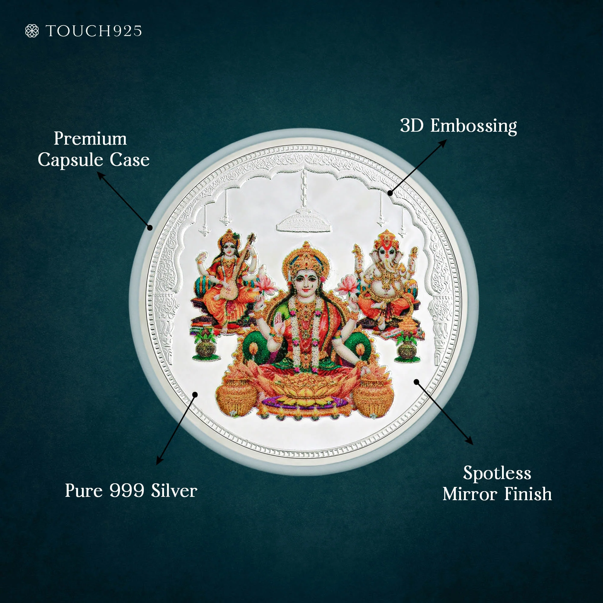 10g Lakshmi Ganesh Saraswati Pure 999 Silver Coin - Image 3