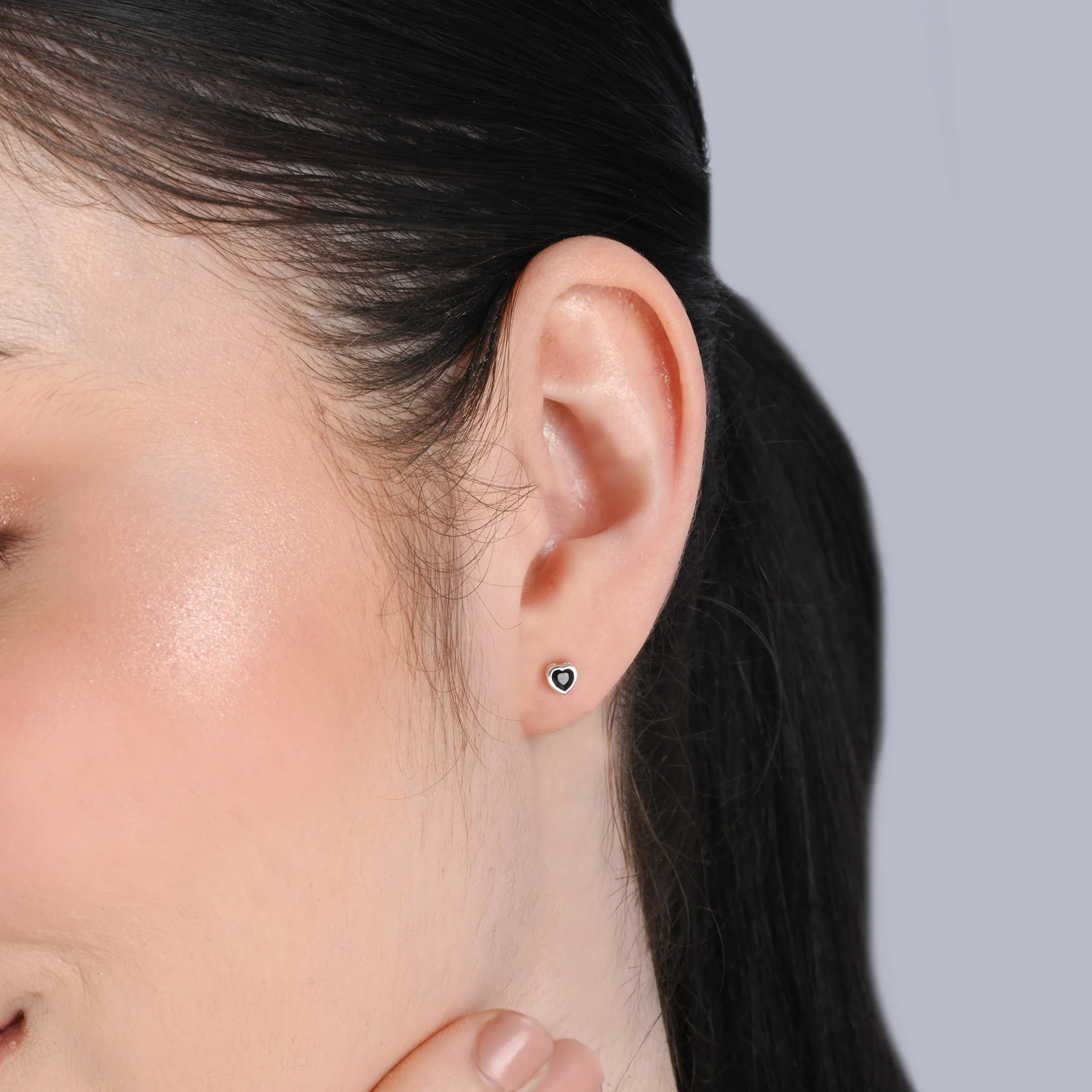 Pure Silver Heart Stud Earrings - Image 3
