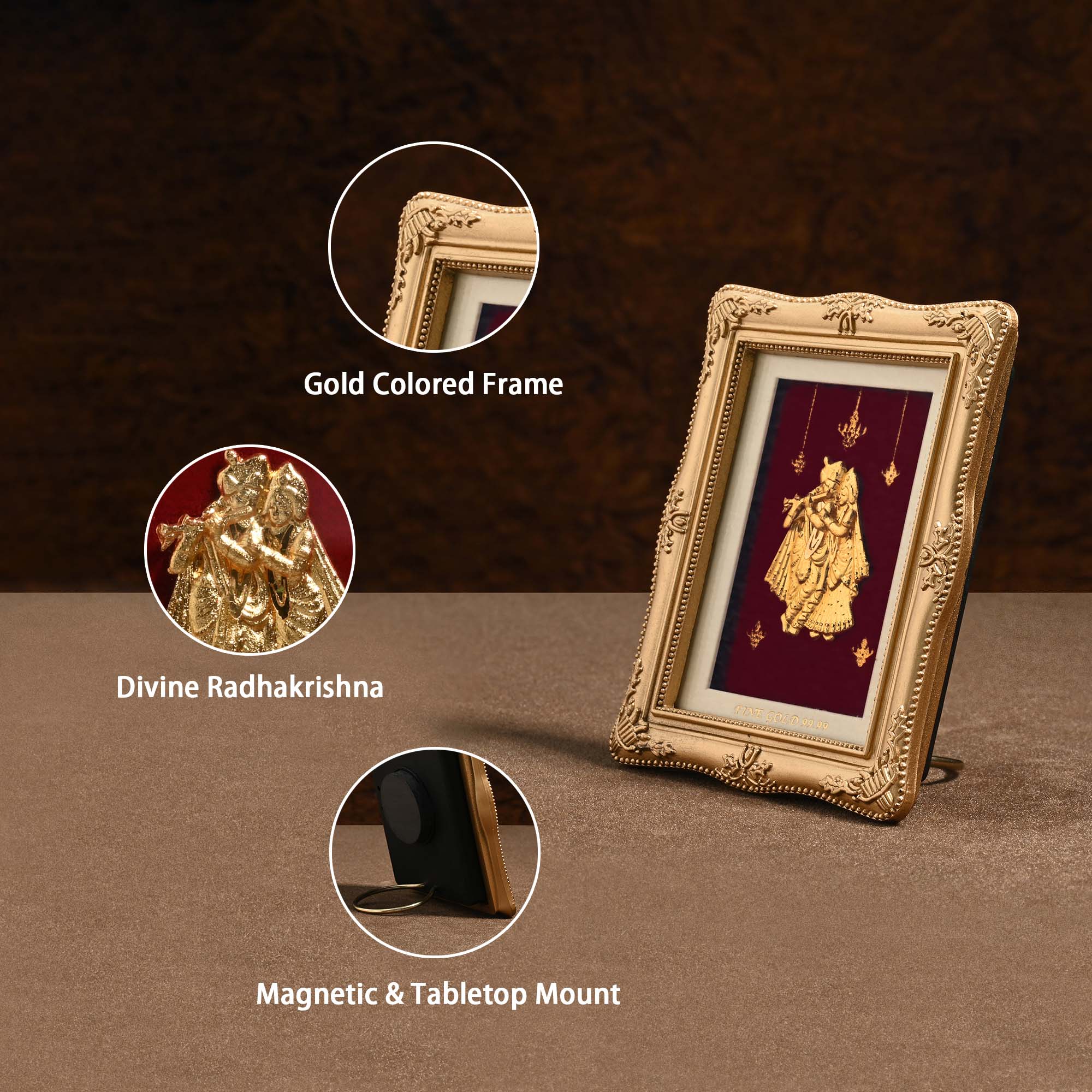Radha Krishna 24K Gold Foil Frame - Image 3