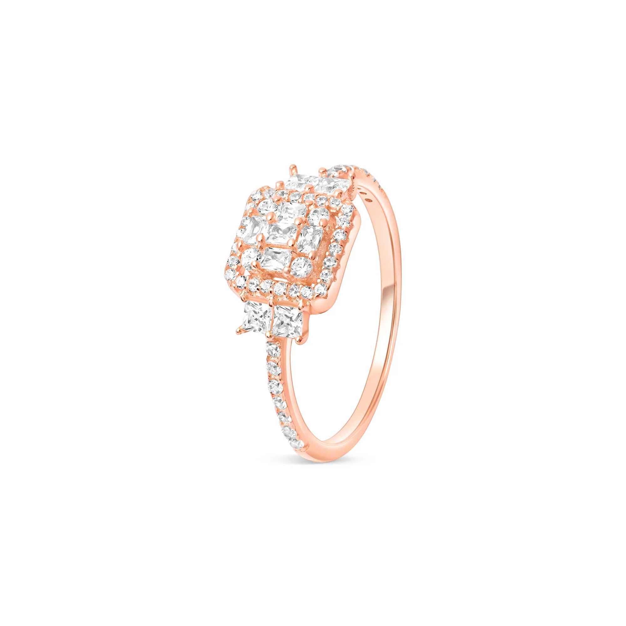 Rectangular Halo CZ Silver Ring - Image 4