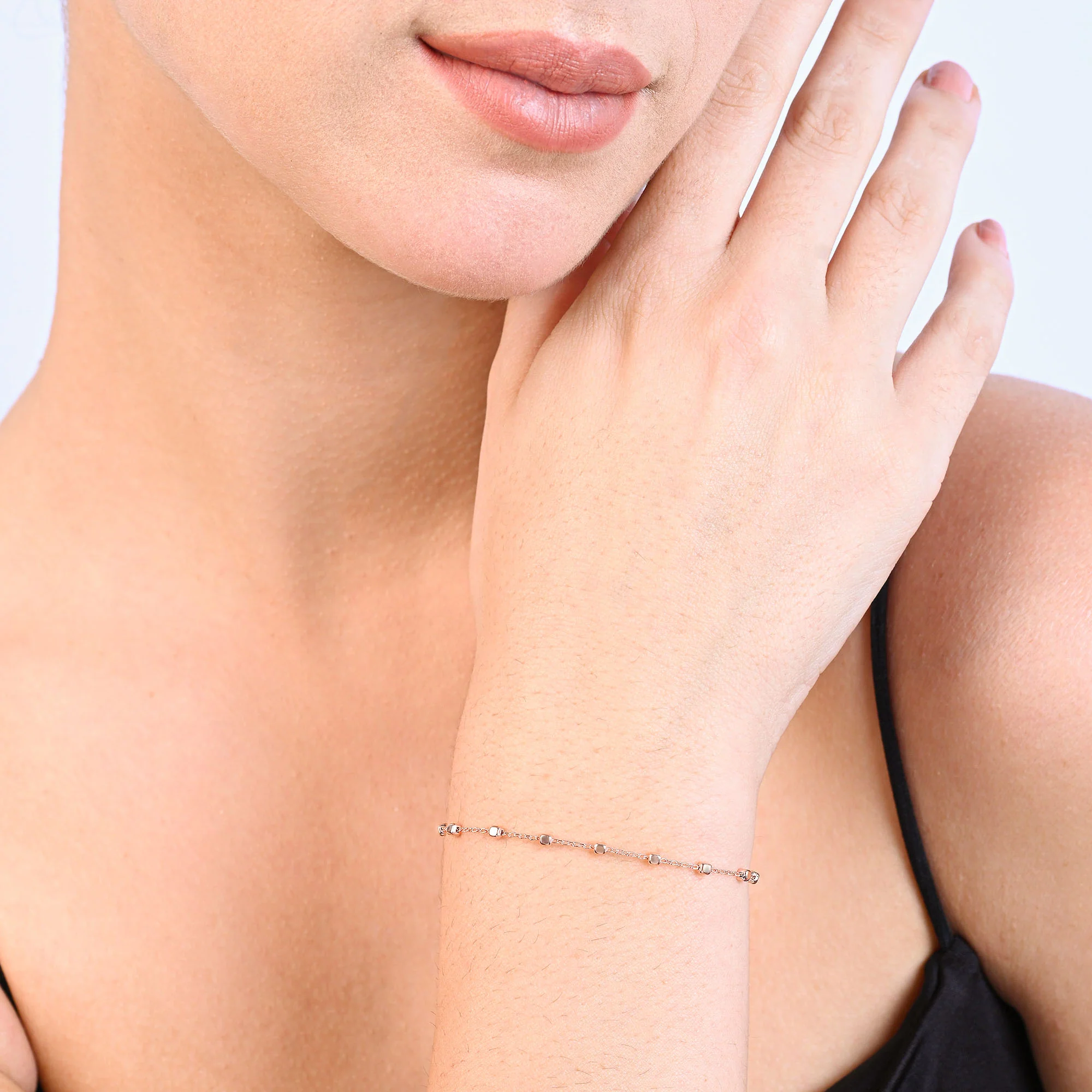 Rosy Bead Silver Bracelet - Image 3
