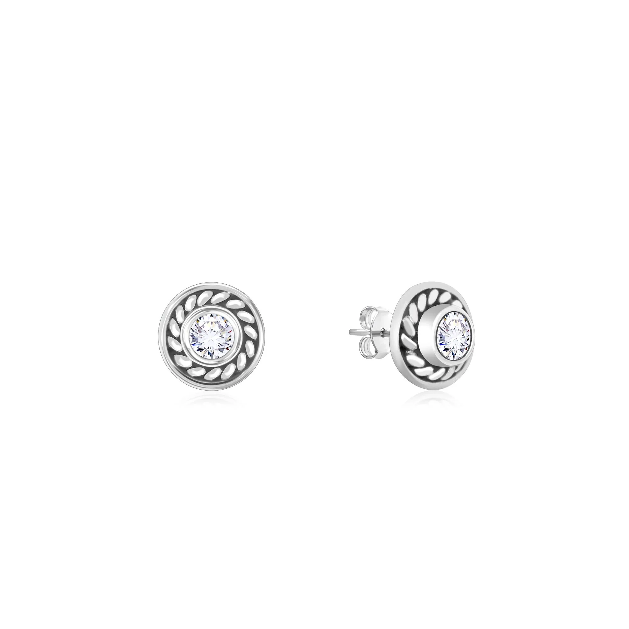 Sleek Circular Stone Studs - Image 2