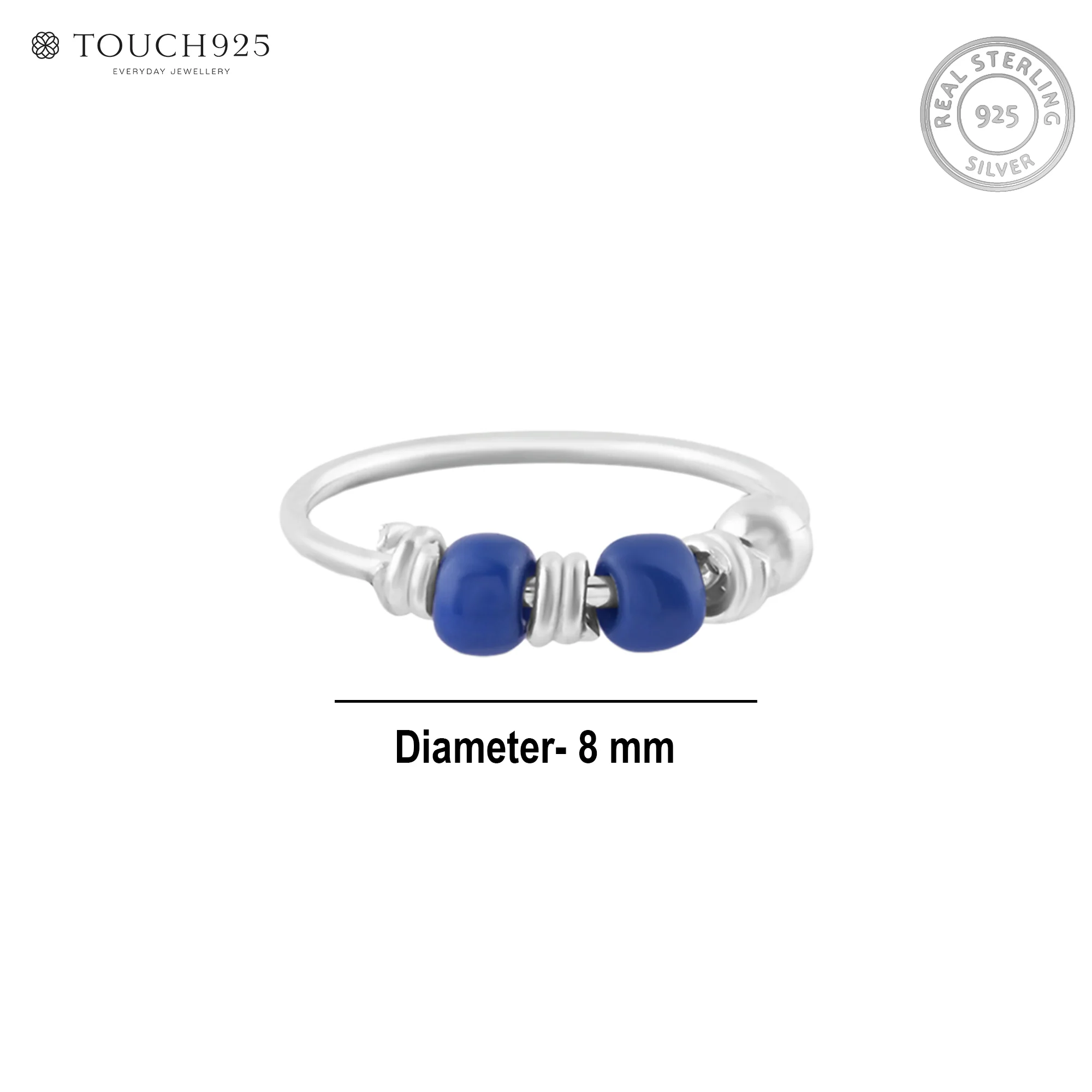 Small Blue Bead Nose Ring - Image 5