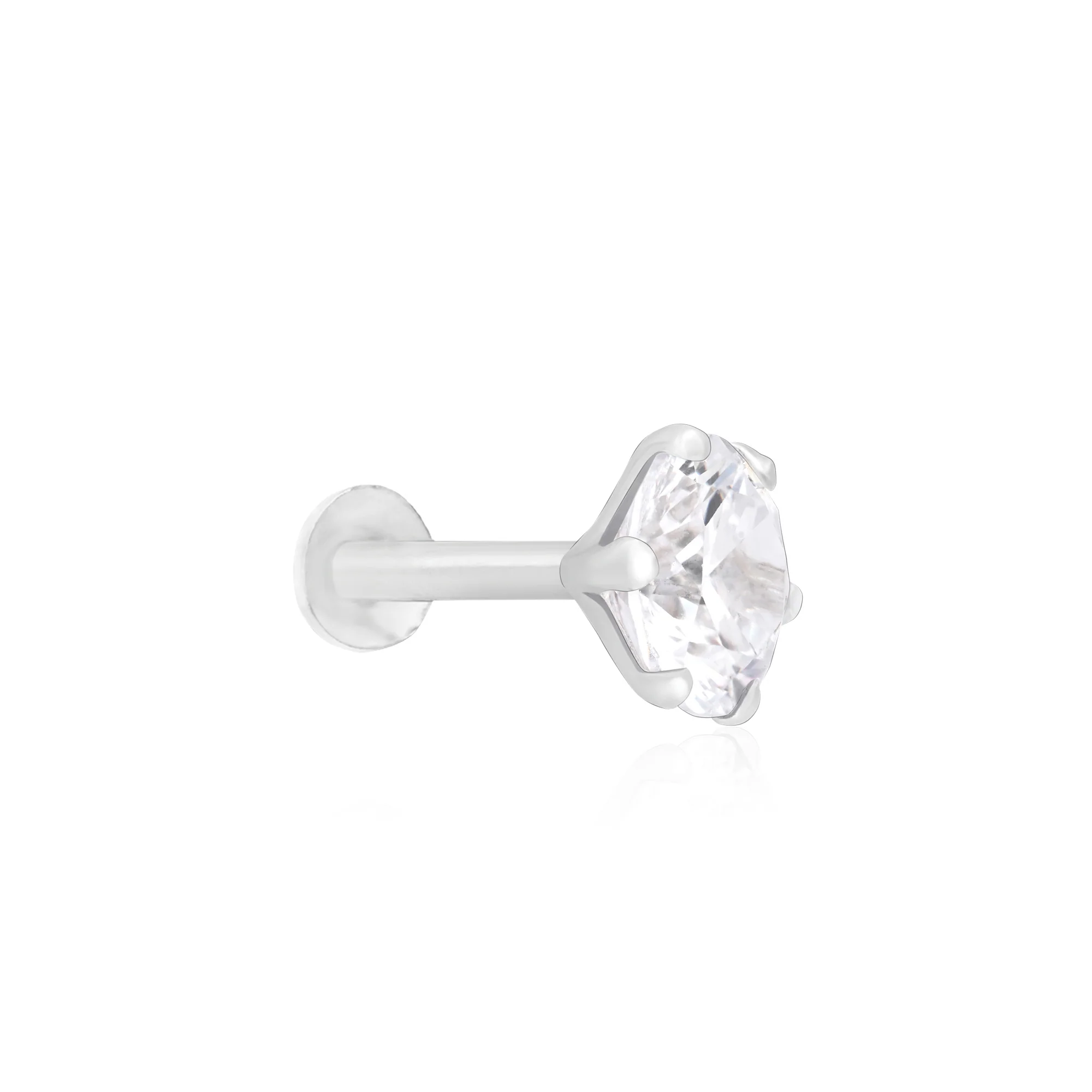 Solitaire Spark Silver Nose Pin - Image 2