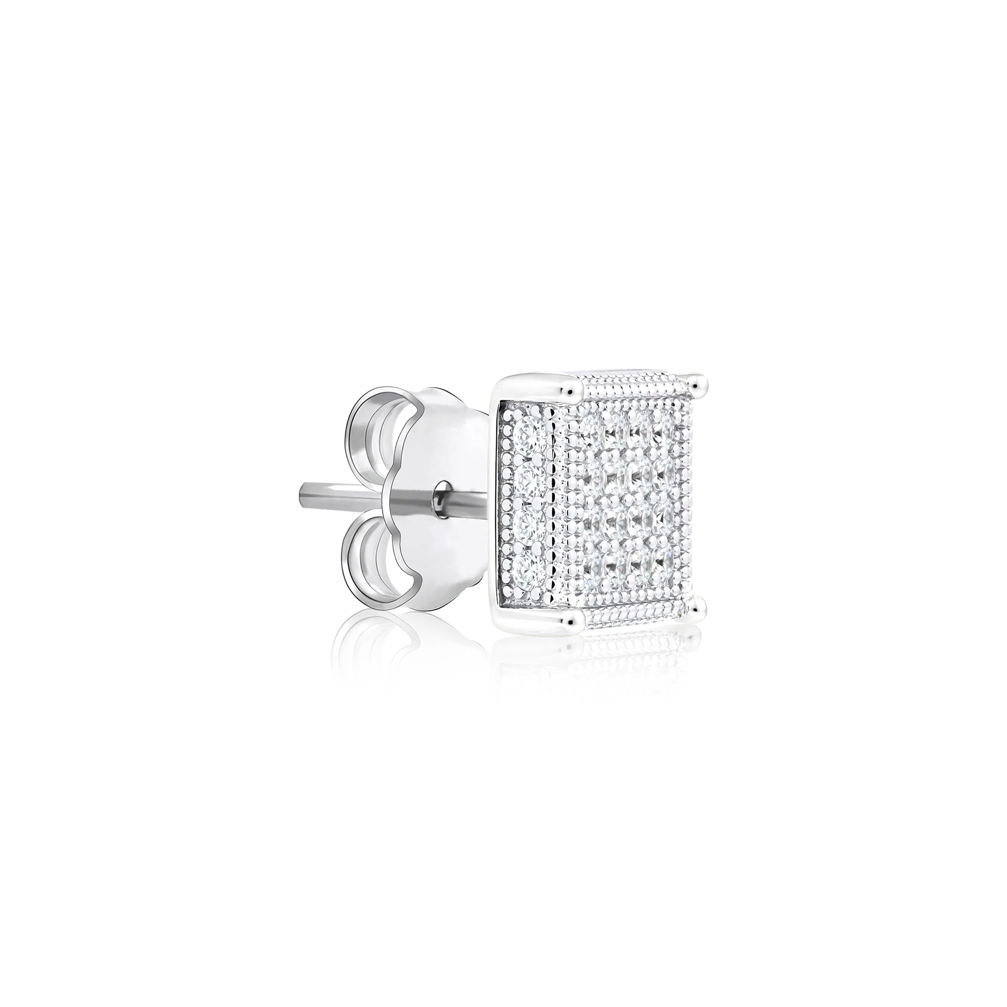 Square CZ Silver Studs - Image 2