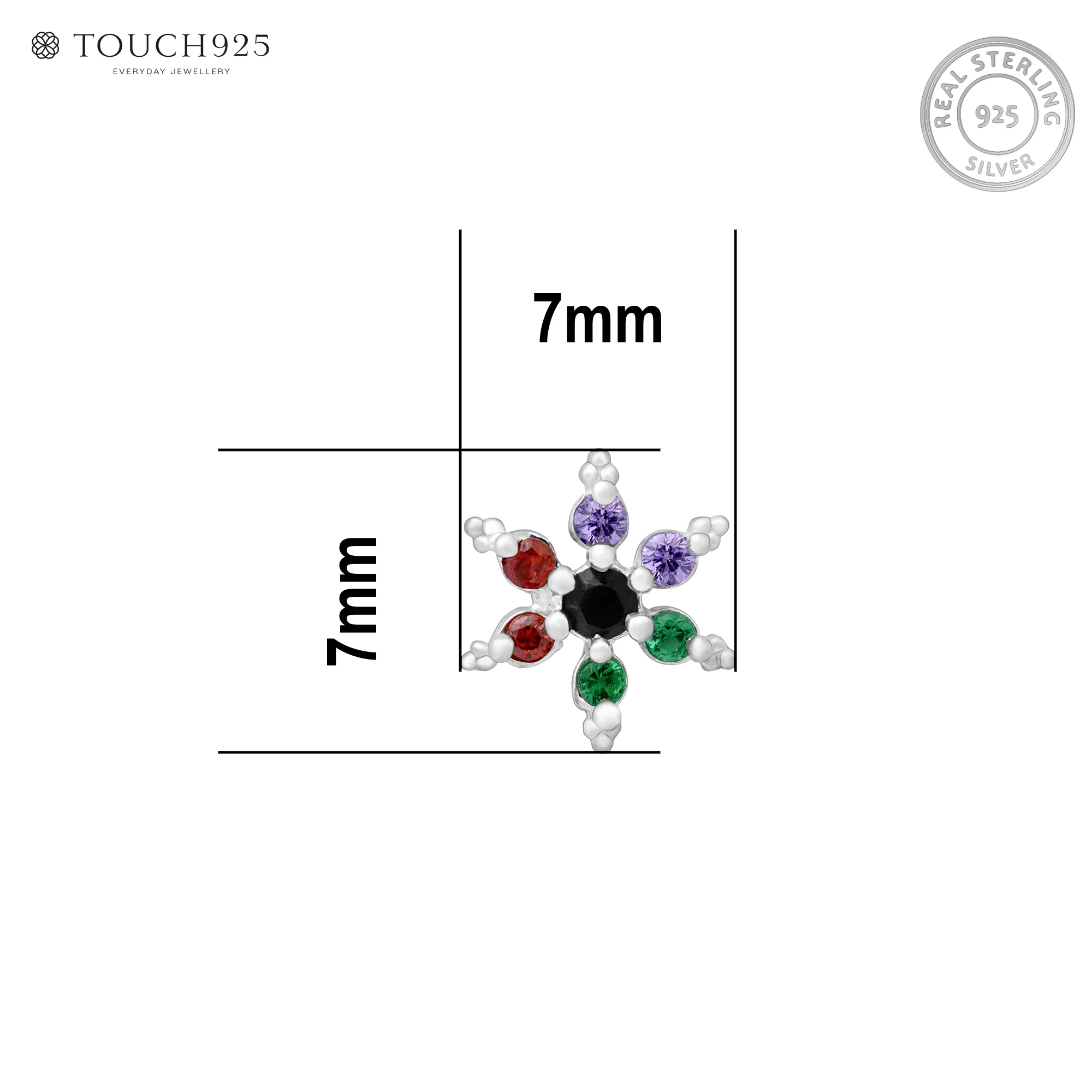 Starburst CZ Silver Nose Pin - Image 12
