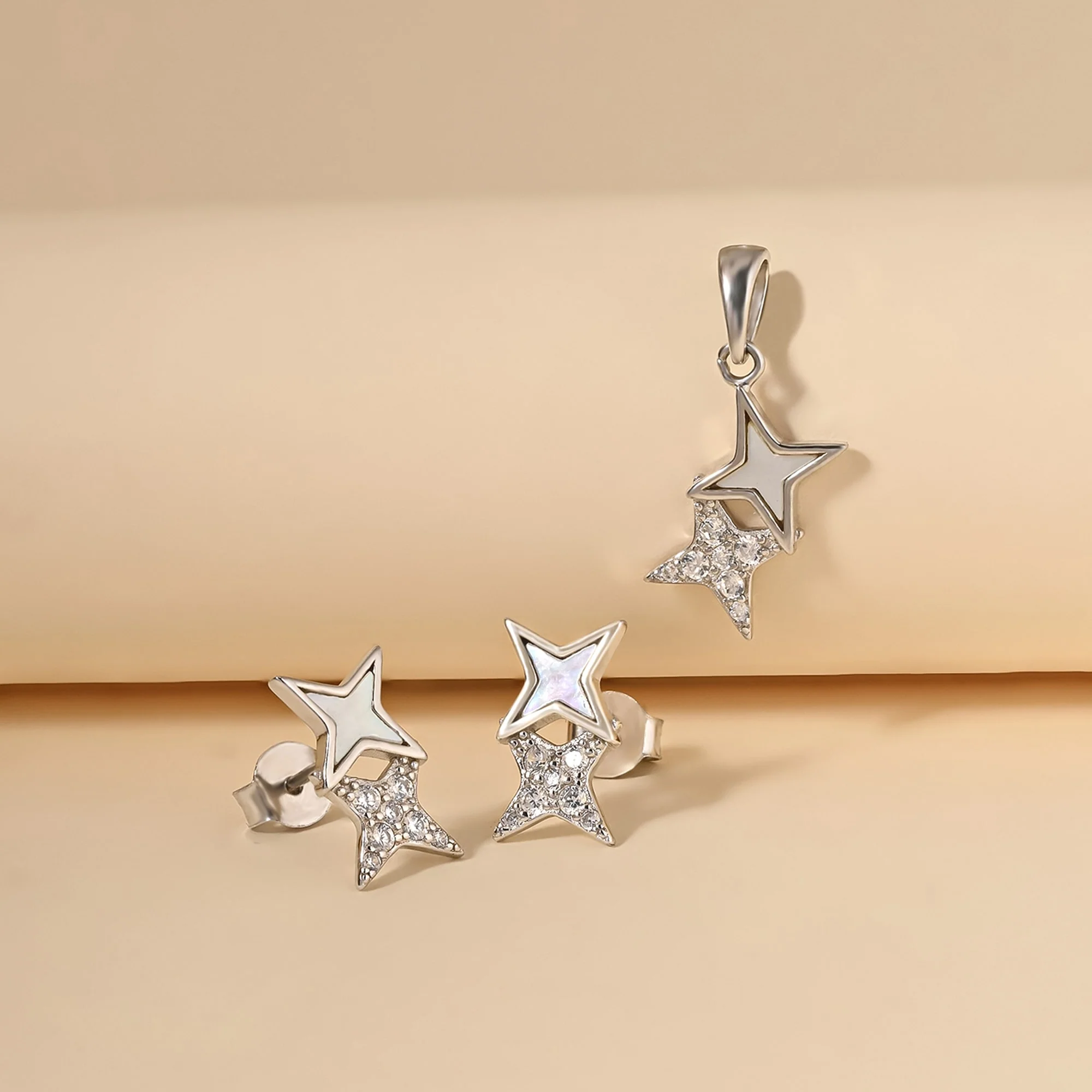 Starry Zircon Silver Pendant Set - Image 3
