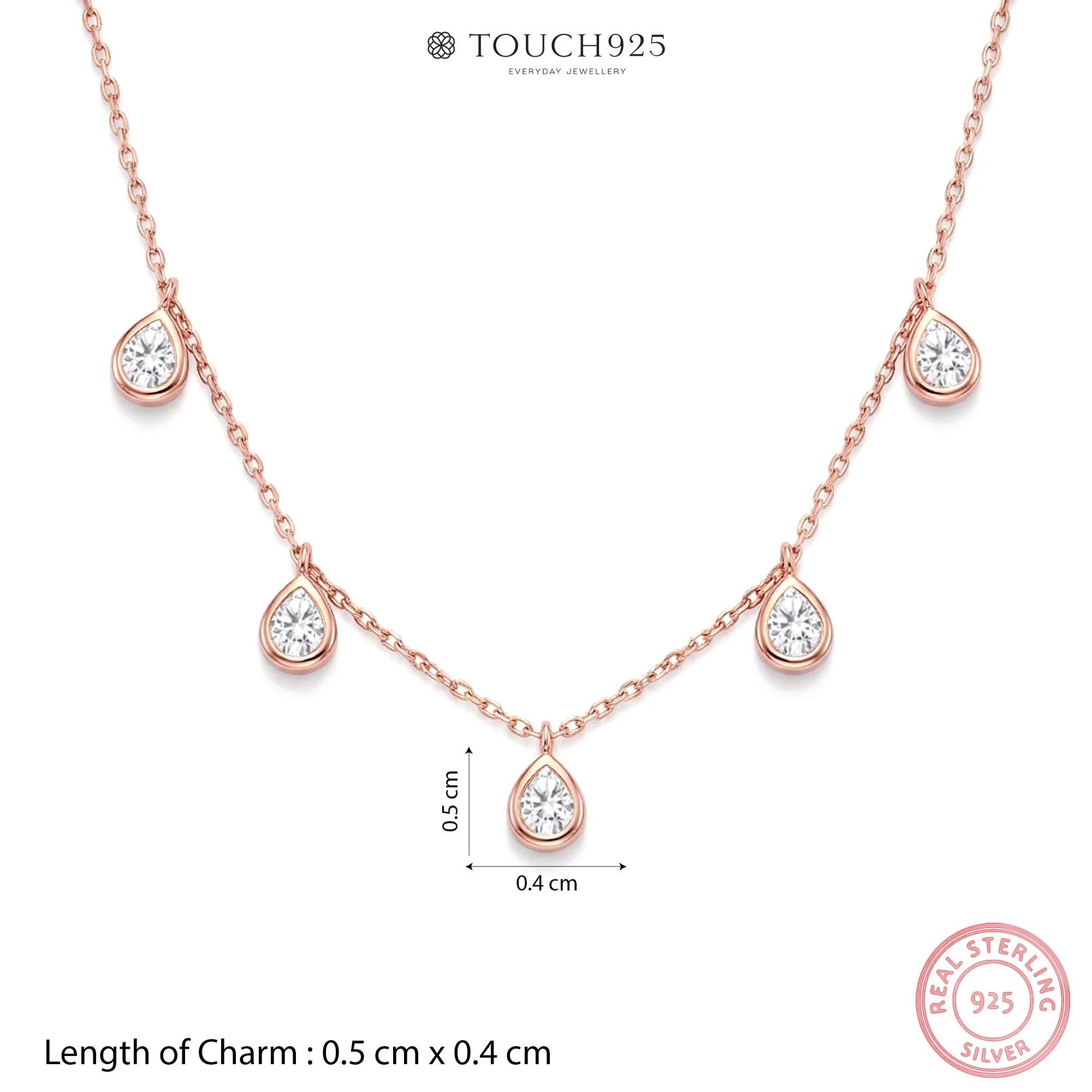 Teardrop Charm Silver Necklace - Image 12
