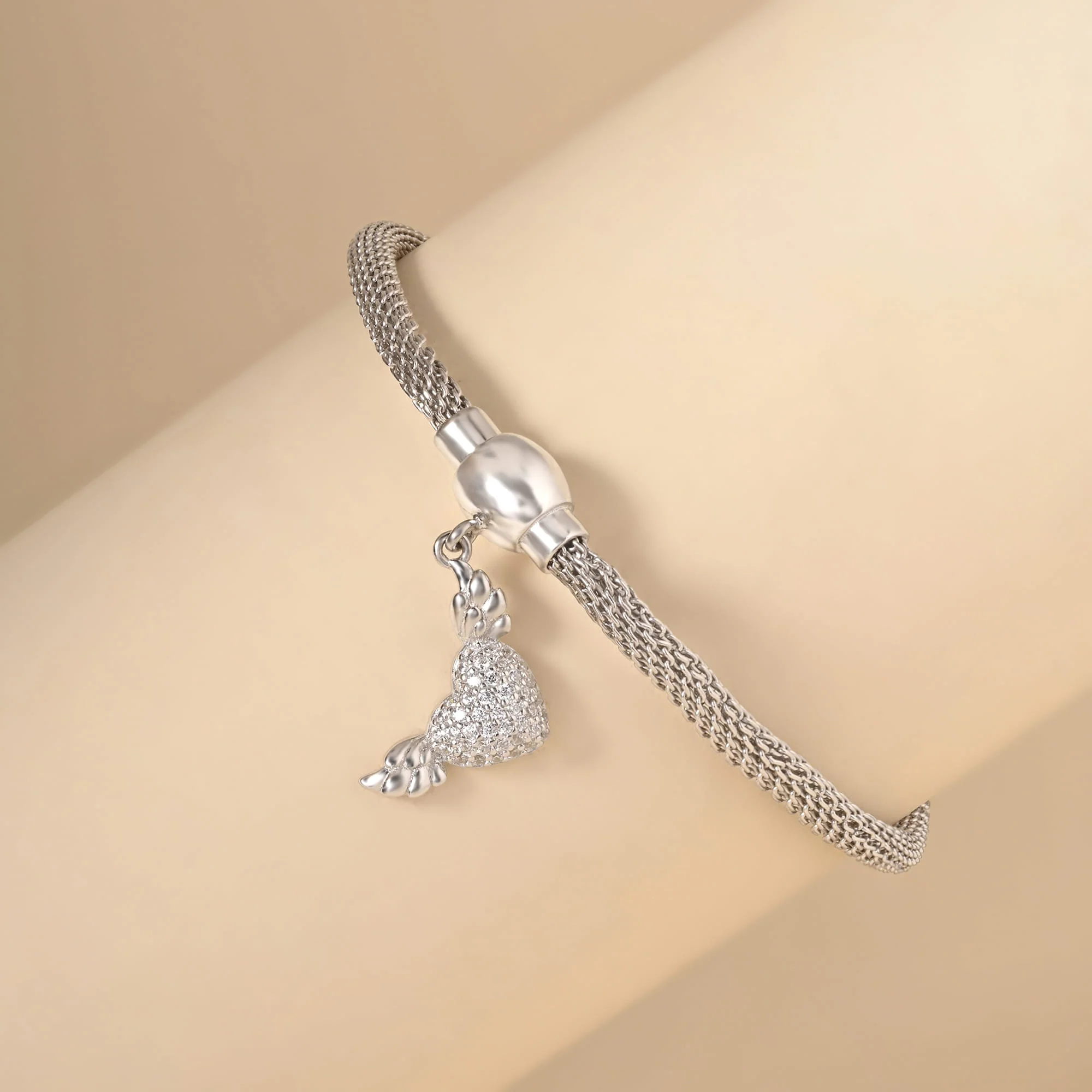 Heart Feather Charm Bracelet - Image 3