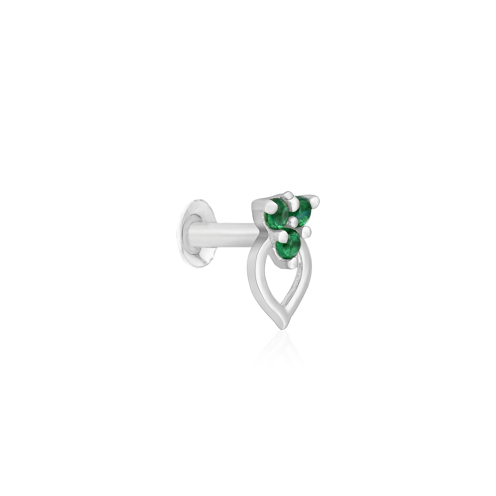 Trio Glow Heart Silver Nose Pin - Image 2