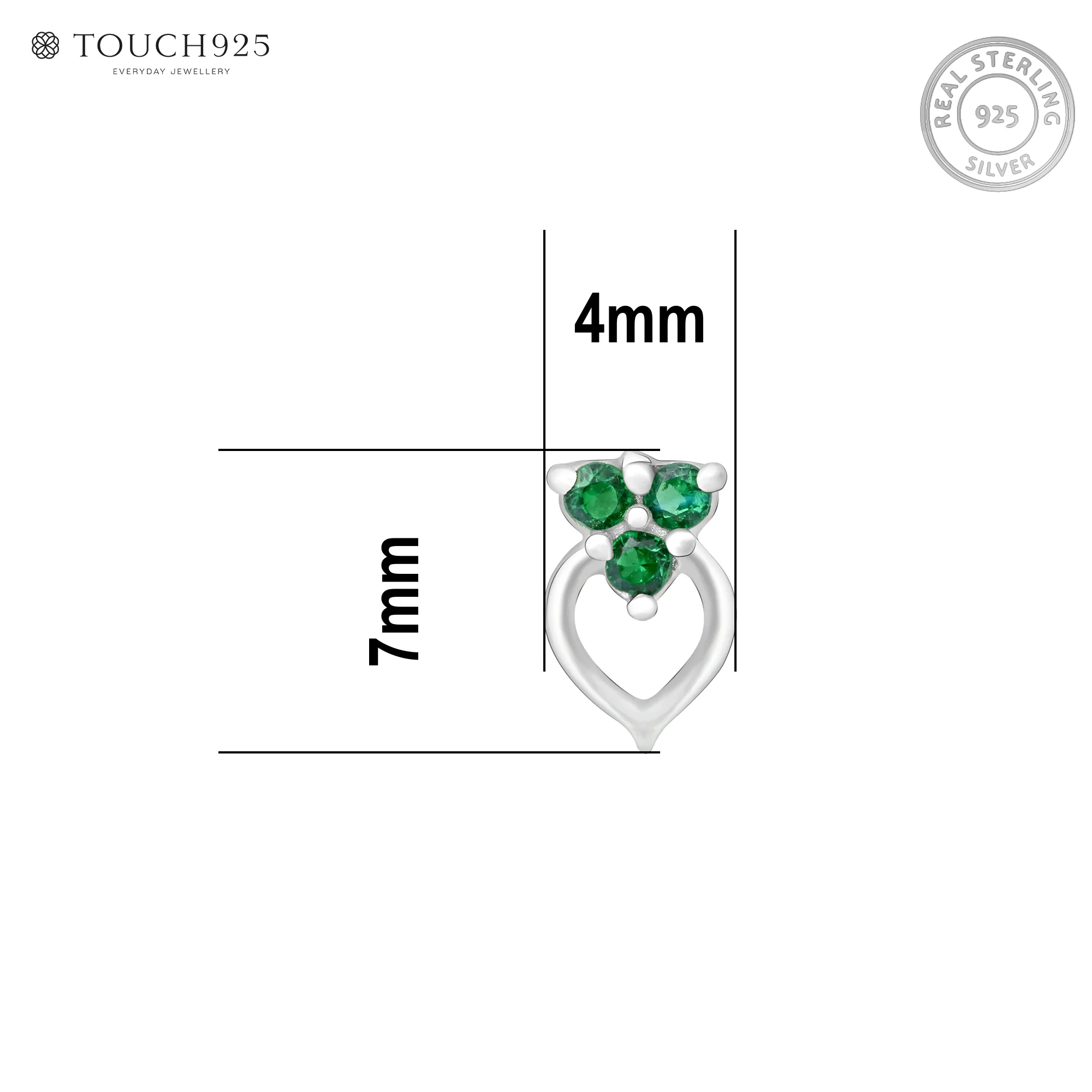 Trio Glow Heart Silver Nose Pin - Image 6