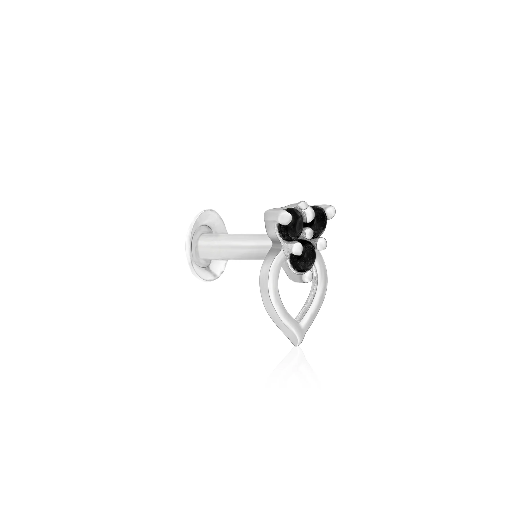 Trio Spark Heart-Drop Silver Nose Pin - Image 2