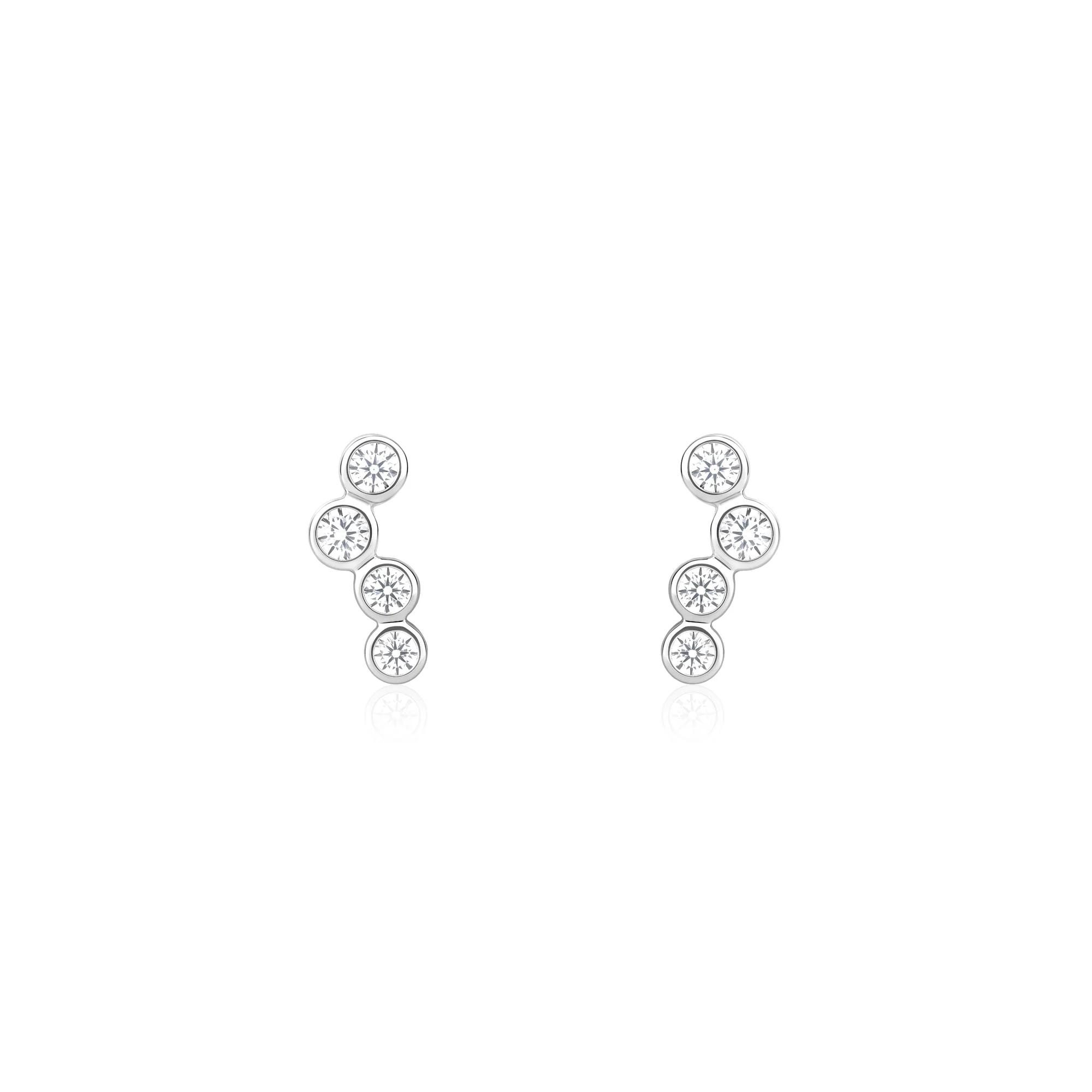 Triple Bezel Set Stud Earrings - Image 4